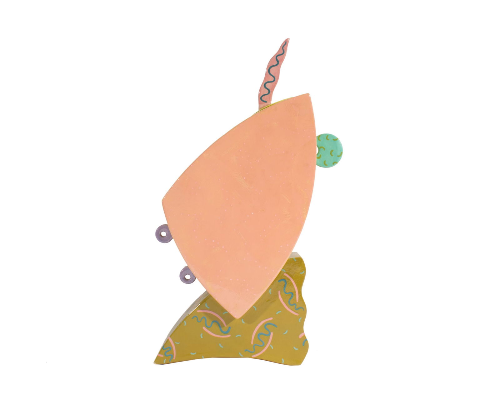 Rita Duvall Signed 1989 Postmodern Ceramic Vessel: 1989 Postmodern ceramic vessel by the ceramic artist RIta Duvall. Signed and dated to the underside. Measurements: 10” W x 19.5” H x 3.5” D. In house shipping avai