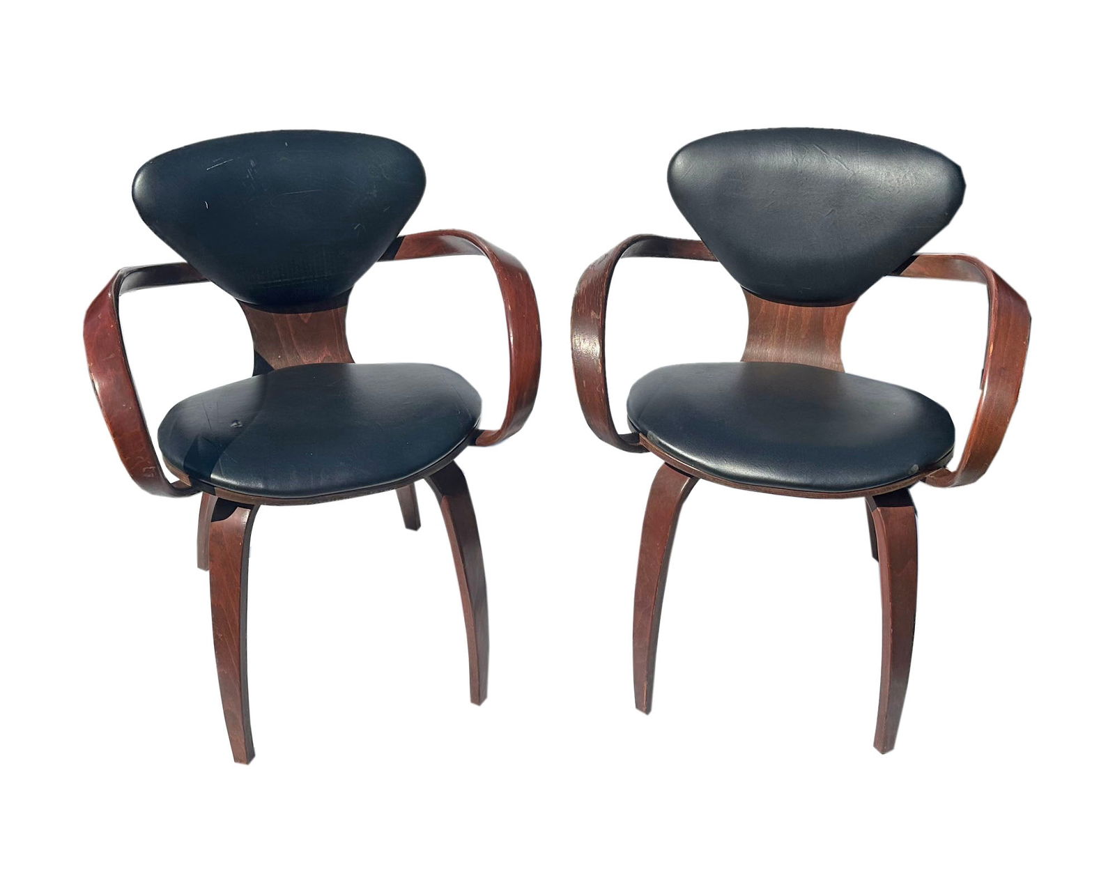 Plycraft Rockwell II Pretzel Armchairs: Pair of Plycraft "Rockwell II" pretzel armchairs. Marked to underside. Measurements: 24.5" W x 31" H x 23" D (single chair). Pickup or third party shipping only.