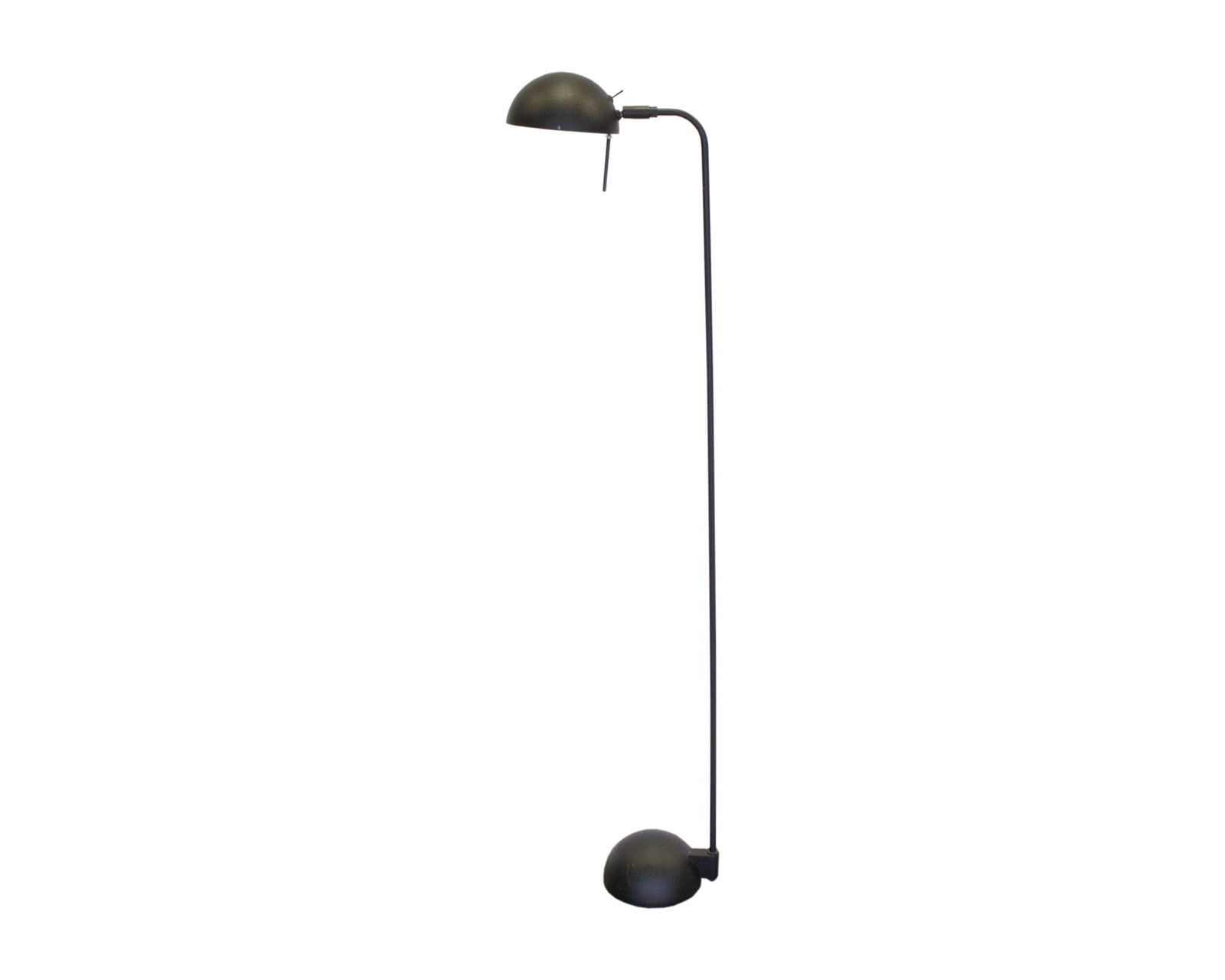 Postmodern Black Metal Reading Lamp: Postmodern black metal reading lamp. Unmarked. Measurements: 9.5” W x 43” H x 5.25” D. 