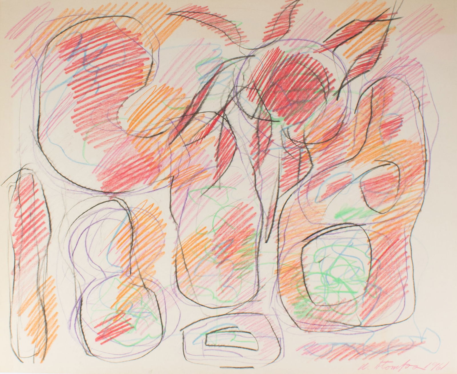 Walter Stomps 1961 Abstract Drawing (1 of 3)