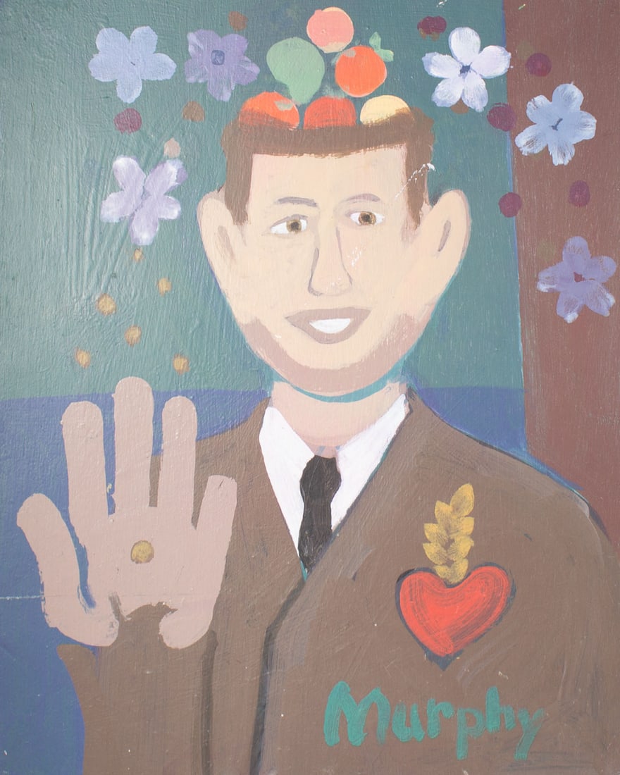 Patrick Murphy Outsider Art Oil on Board Portrait Painting (1 of 6)