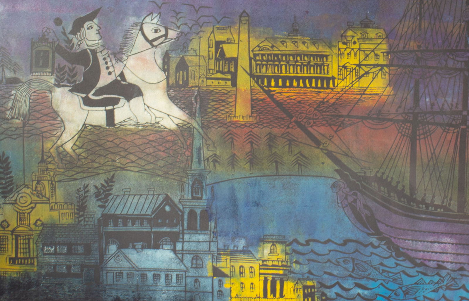 John Murray Barton Abstract American History Woodblock Print (1 of 5)