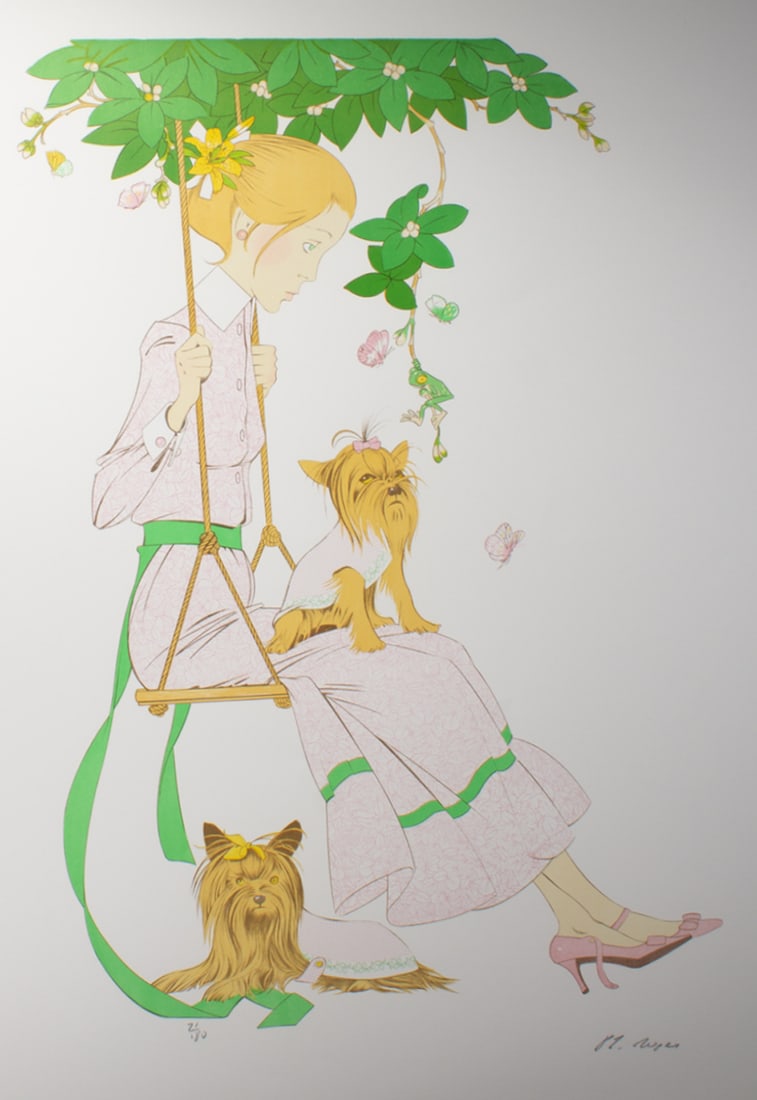 Philippe Noyer 1969 “La Balancoire" Limited Edition Lithograph (1 of 7)