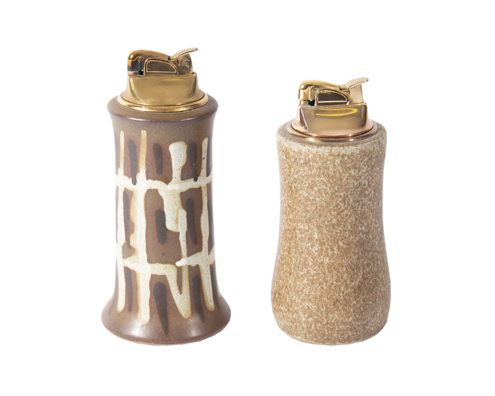 Jane and Gordon Martz Marshall Studios Table Lighters: Pair of table lighters designed by Jane and Gordon Martz of Marshall Studios. Measurements: 2.5" W x 6" H x 2.5" D (taller lighter).