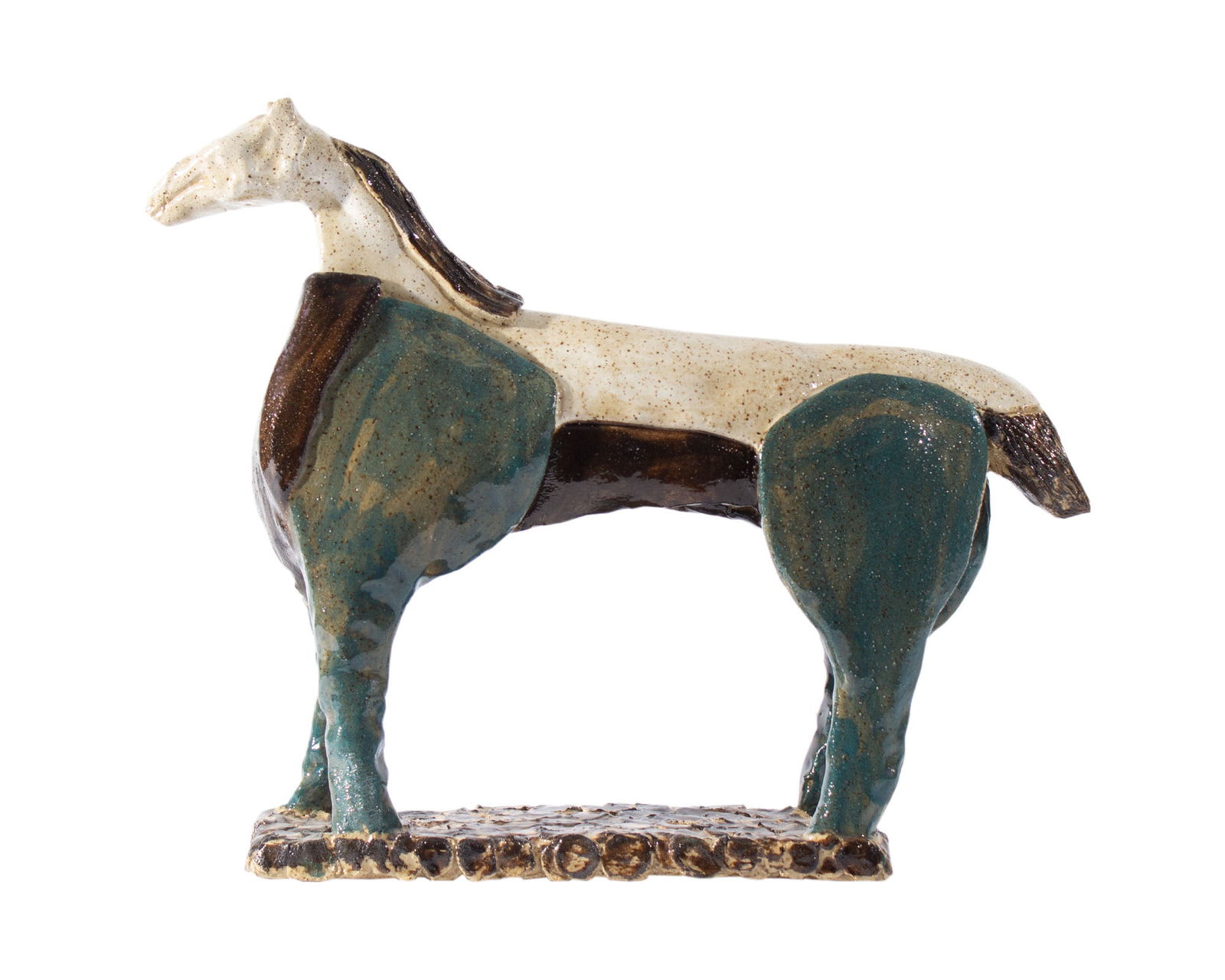 Gordon Martz 2013 Studio Pottery Sculpture of a Horse: 2013 original studio pottery sculpture by the Indiana artist Gordon Martz (1924-2015) of Marshall Studios. Signed "G. Martz" and dated "MMXIII" to underside. Provenance: Pur