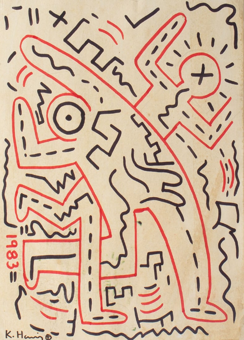 Keith Haring Attrib. 1983 Marker Drawing (1 of 7)