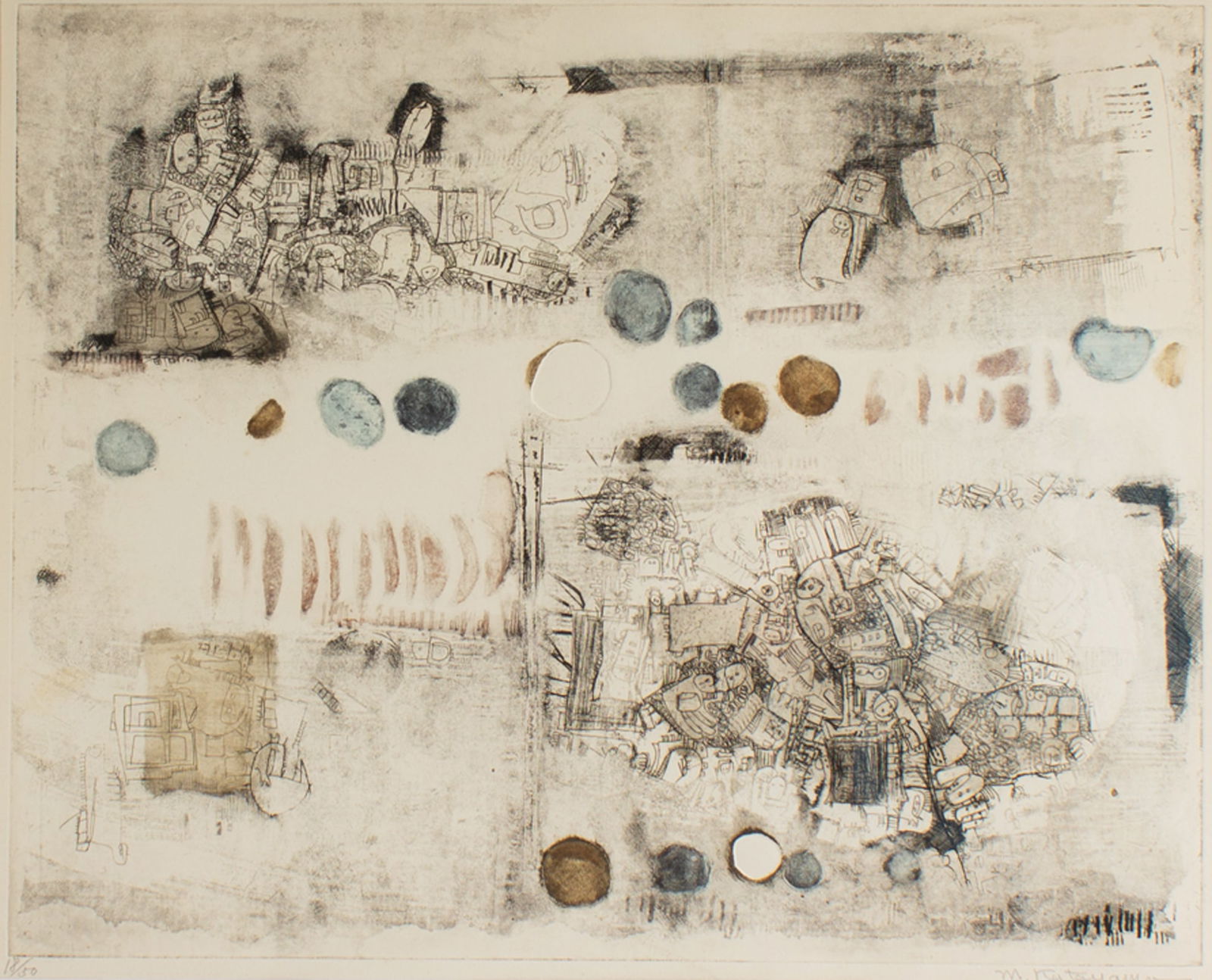 Mika Katayama “Hide and Seek" Limited Edition Etching: Etching titled Hide and Seek by the artist Mika Katayama (Japanese; born 1935). Signed to the lower right, the print is numbered 18/50 to the lower left. Measurements: 29.75” x 22.75” x 1&