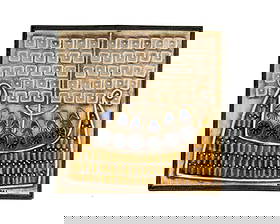 Lisa Larson Gustavsberg Viking Ceramic Plaque: Ceramic plaque or tile with design by Lisa Larson (Swedish; born 1931) for Gustavsberg. Made in Sweden. The plaque is marked "Lisa L" to the lower edge. Measurements: 9