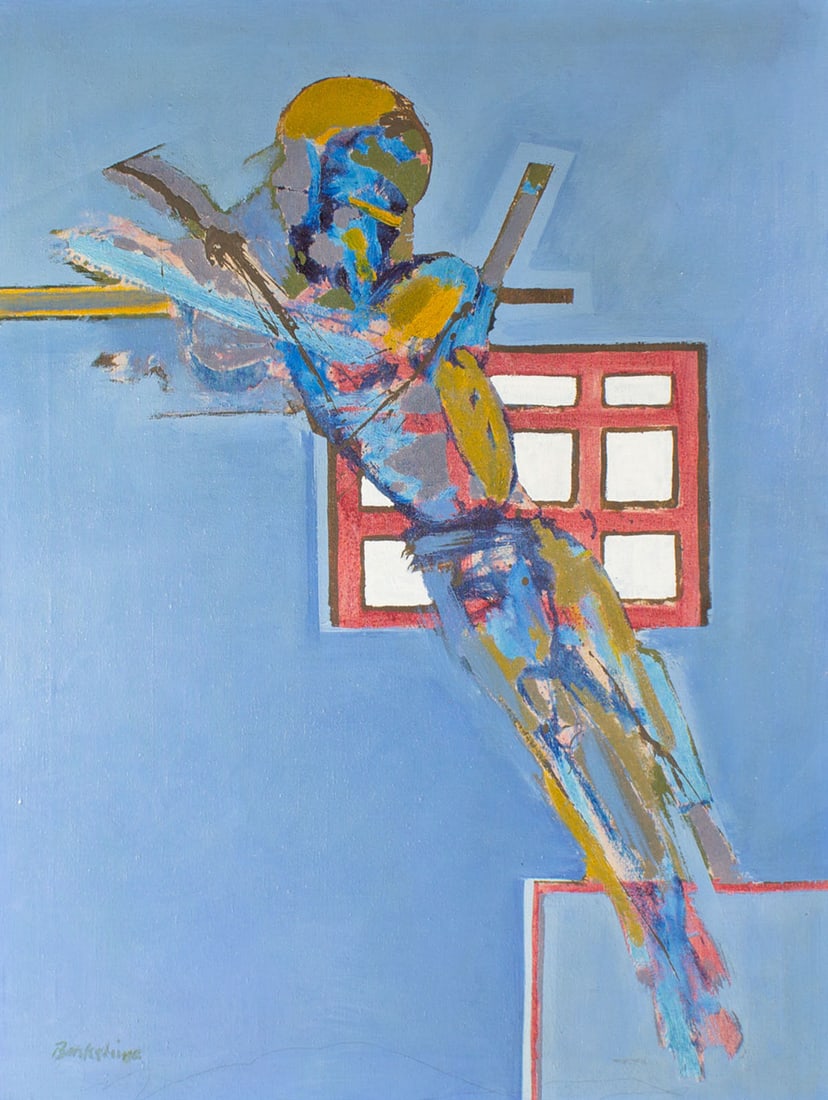 Robert Berkshire Abstract Oil on Canvas Painting: Abstract oil on canvas painting by Indiana artist Robert Berkshire (1932-2010). Signed lower left. Robert Berkshire, an Abstract Expressionist painter, was a scholarship student at Herron