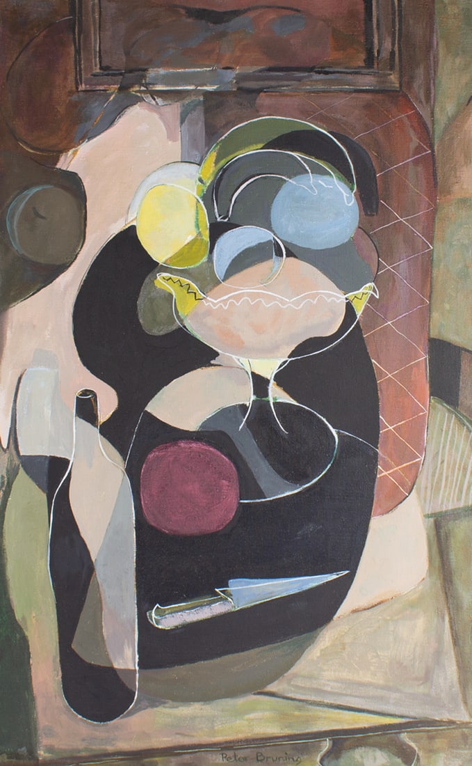 Peter Bruning 1975 Oil on Canvas Cubist Style Still Life Painting (1 of 9)