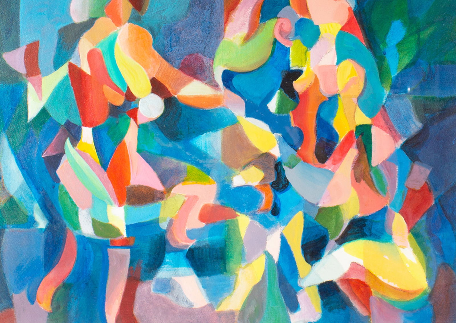 George Coggeshall Abstract Mixed Media Painting of Figures (1 of 3)