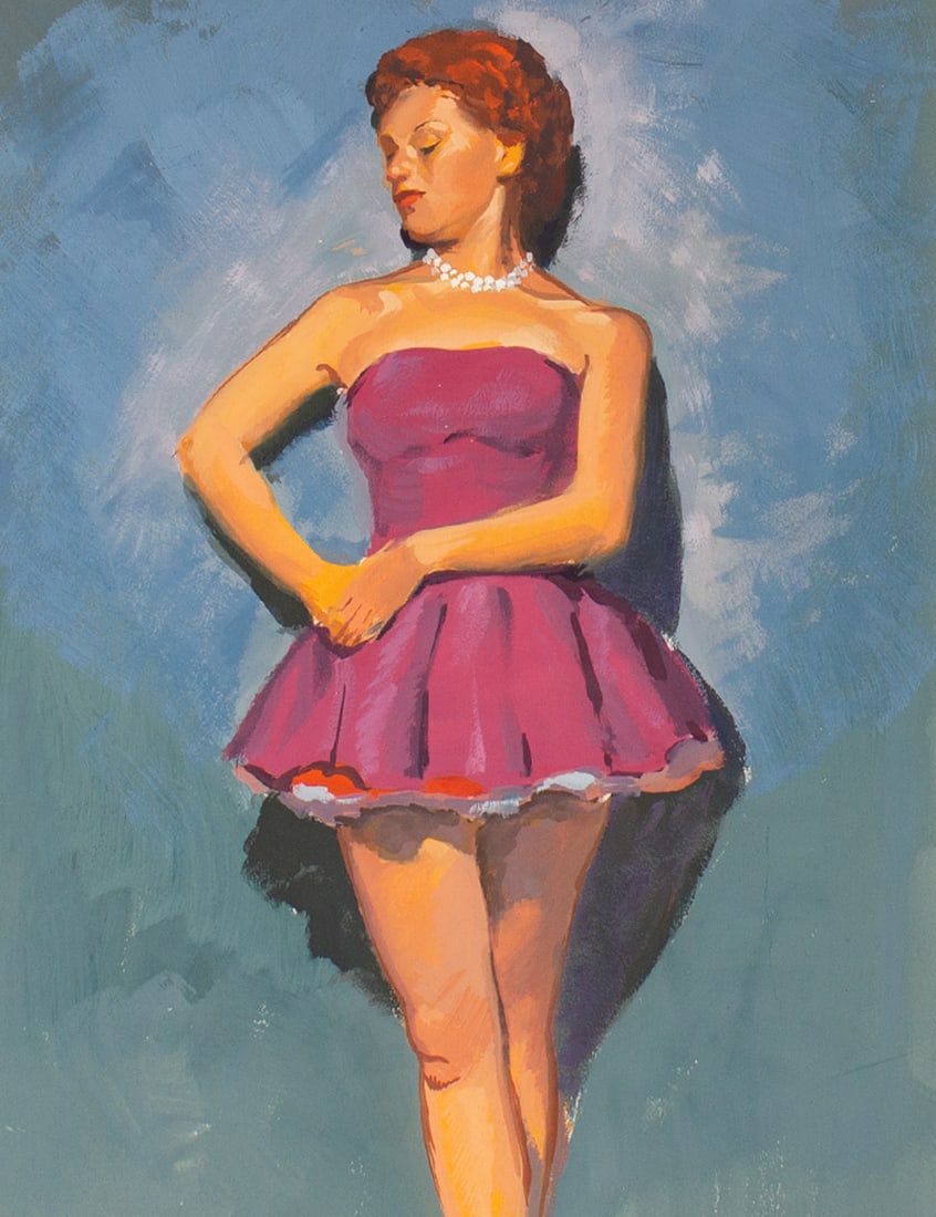 George Coggeshall Gouache Painting of a Woman (1 of 3)