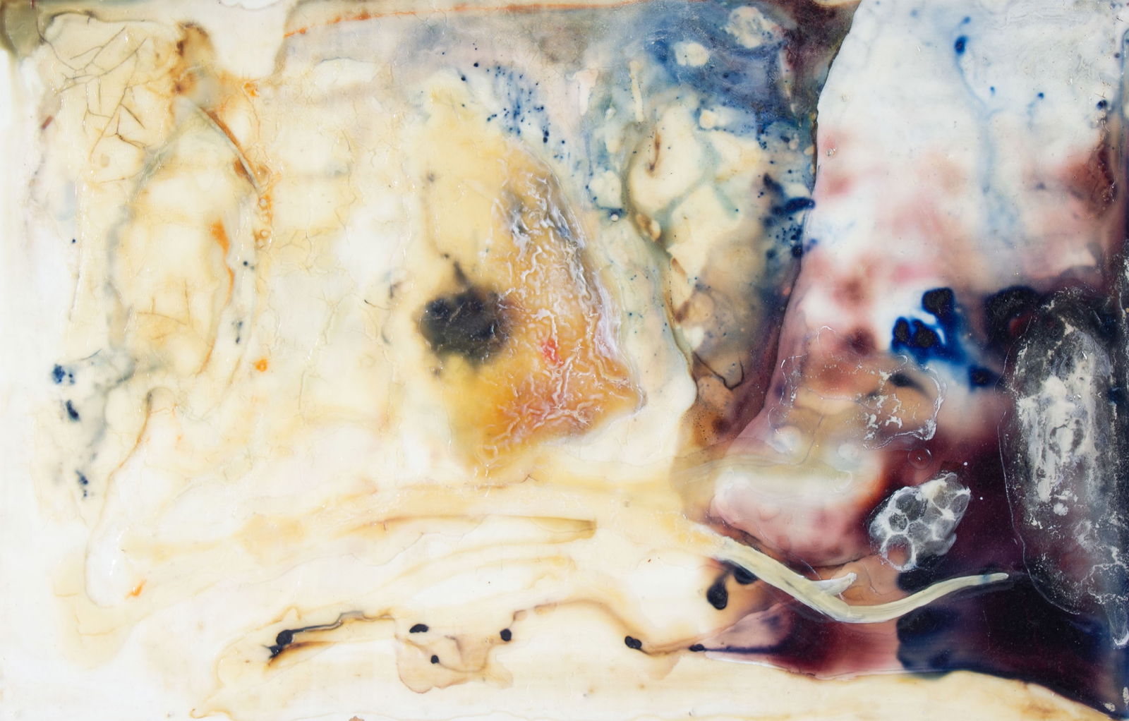 Lois Cislak Abstract Encaustic Wax Painting on Board: Abstract encaustic wax on board painting by Indiana artist Lois Cislak (1909-2004). Signed verso. Measurements: 17.75" W x 11.5" H. In house shipping available. 