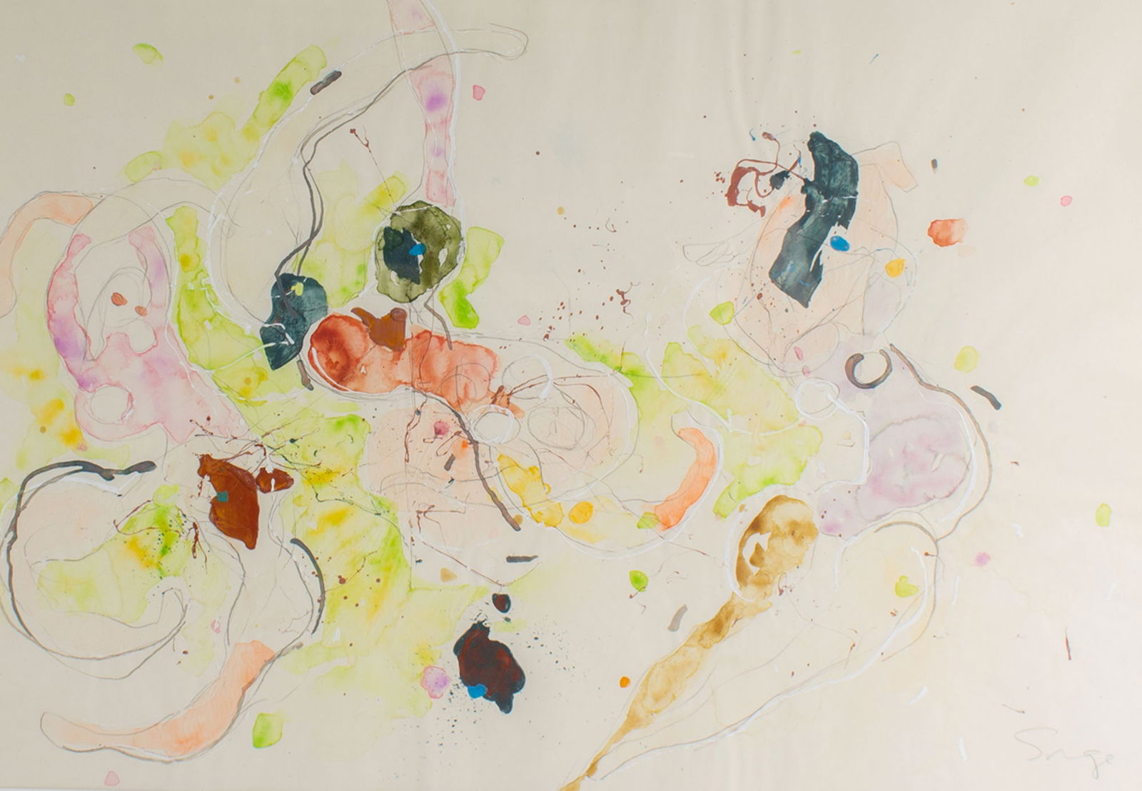 Walter Sorge Abstract Mixed Media Painting of Figures (1 of 9)