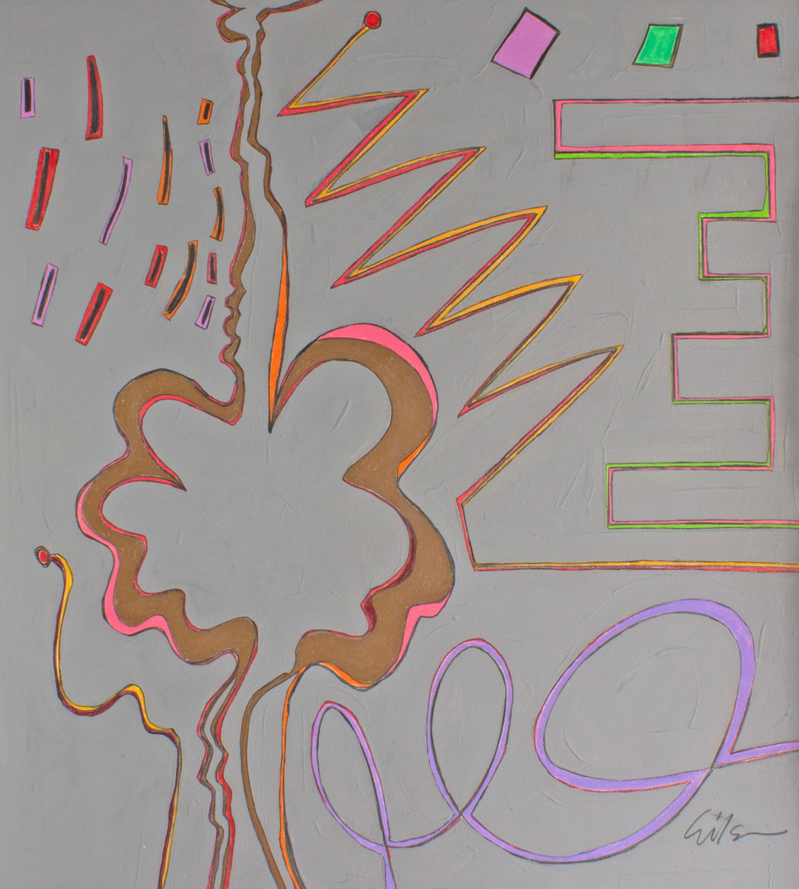 Harry Hilson 1980s Abstract Mixed Media Painting (1 of 6)