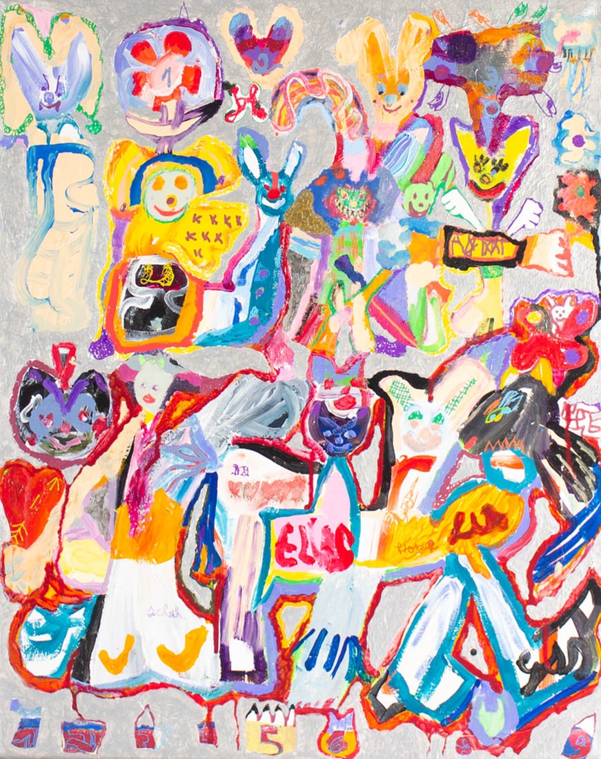 Elias Lugas 2023 “Party Without Me" Mixed Media on Canvas Painting (1 of 8)