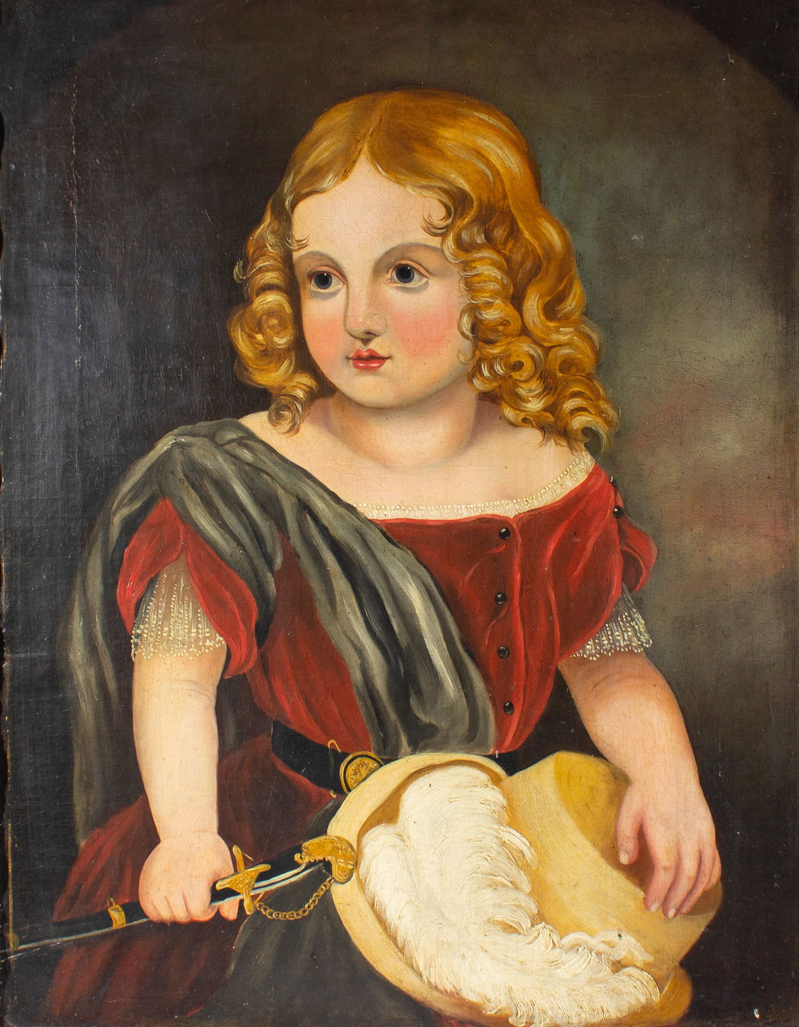 Antique Oil on Canvas Portrait of a Child (1 of 6)