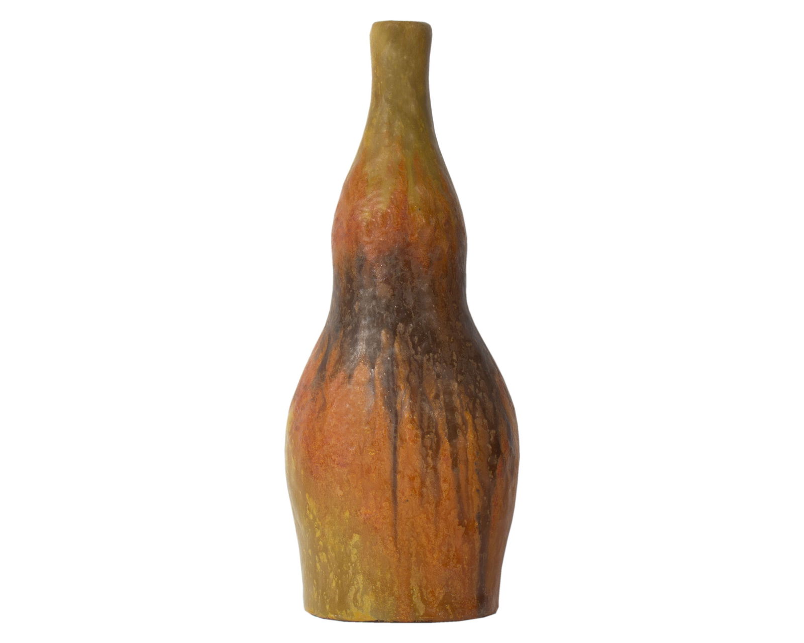 Marcello Fantoni Raymor Italian Orange and Brown Ceramic Vase (1 of 4)