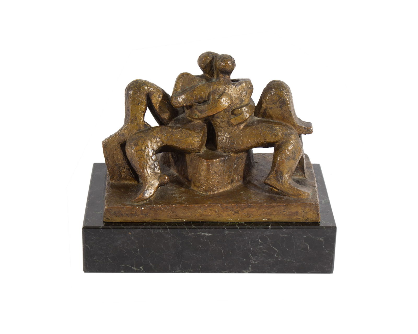 Andre Beaudin “Lovers" Limited Edition Cubist Style Bronze Sculpture: Limited edition bronze sculpture titled Lovers by Andre Beaudin (French; 1895-1975). Signed and numbered "AB 4/6" to the side of the sculpture. Andre Beaudin was known as a painter, sculptor, graphic