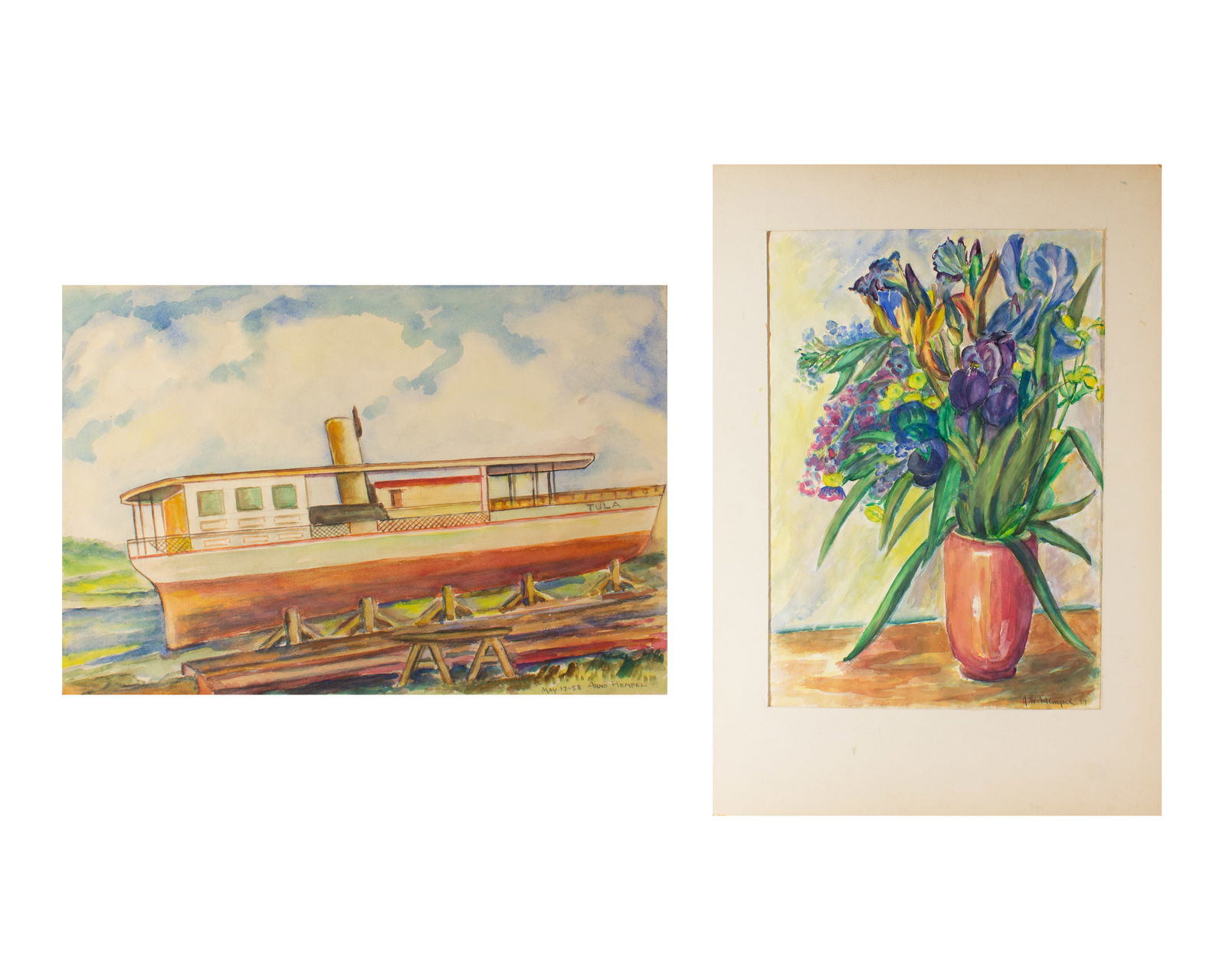 Arno W. Hempel 1950s Watercolor Paintings (1 of 5)