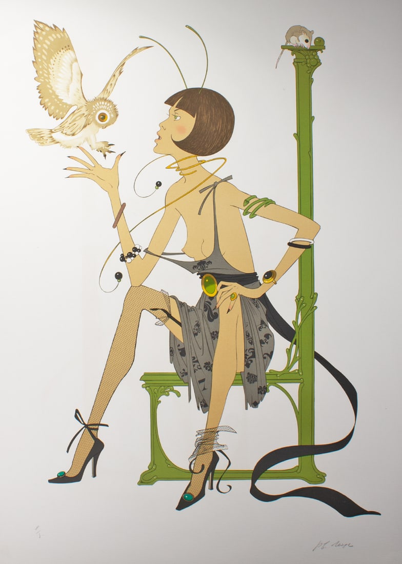 Philippe Noyer 1969 “La Chouette" Limited Edition Lithograph: 1969 lithograph titled La Chouette (The Owl) by the artist Philippe Henri Noyer (French; 1917-1985). Signed lower edge. Measurements: 25” W x 35” H. <