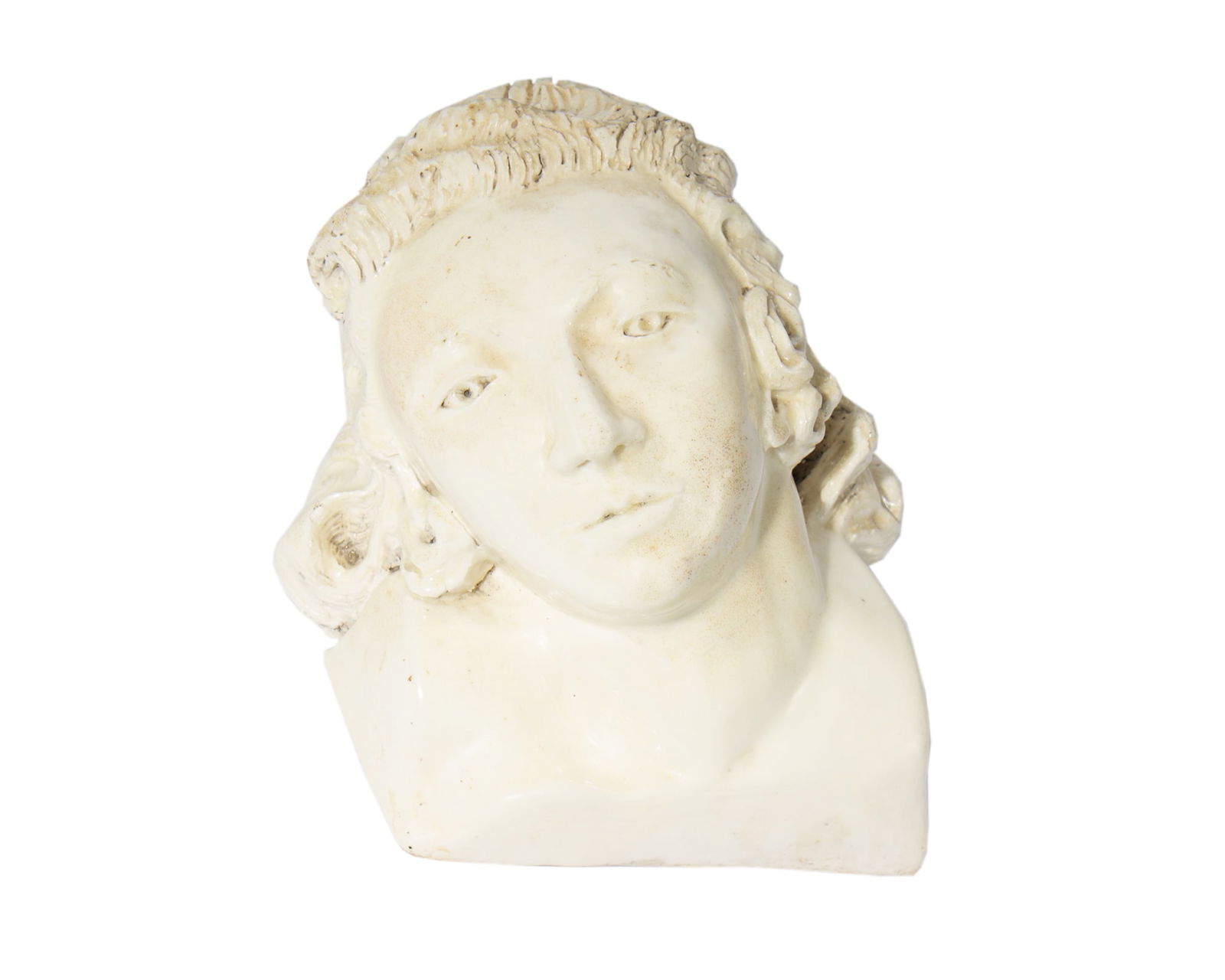 Ceramic Corbel Head Reproduction: Ceramic reproduction of a corbel head. Unmarked. Measurements: 5.5" W x 6" H x 4.5" D. In house shipping available. 