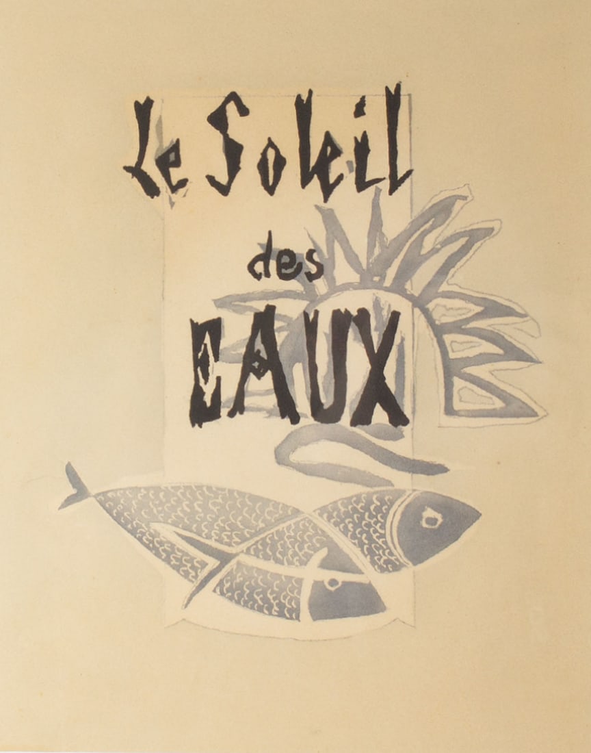 Georges Braque 1949 "Le Soleil Des Eaux" Etching (Vallier 47): 1949 etching Le soleil des eaux (Vallier 47) by George Braque (French; 1882-1963). From the book Le soleil des eaux. Spectacle pour une toile des pêcheurs by Rene Char,