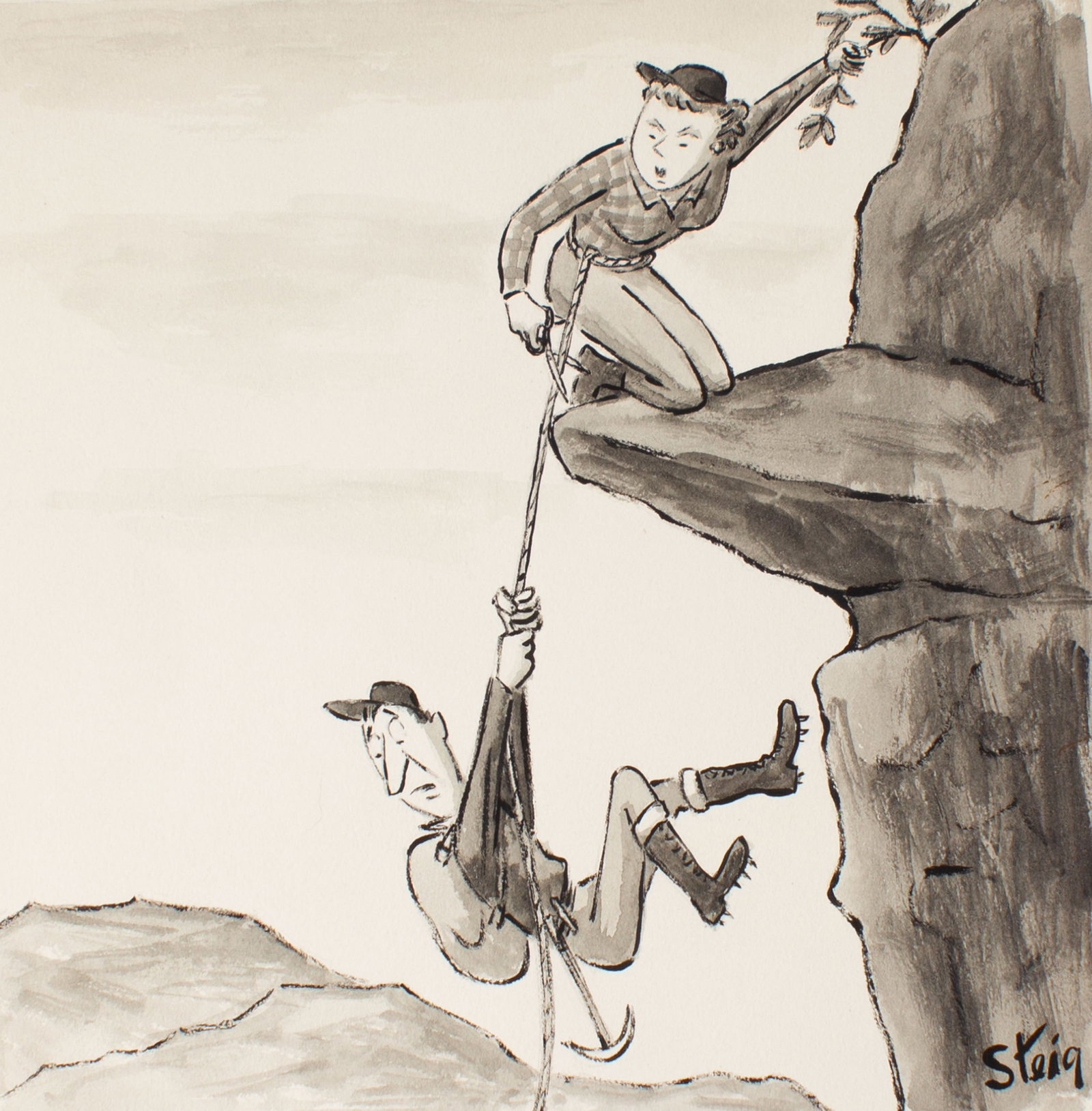 William Steig Ink Drawing of Climbers (1 of 6)