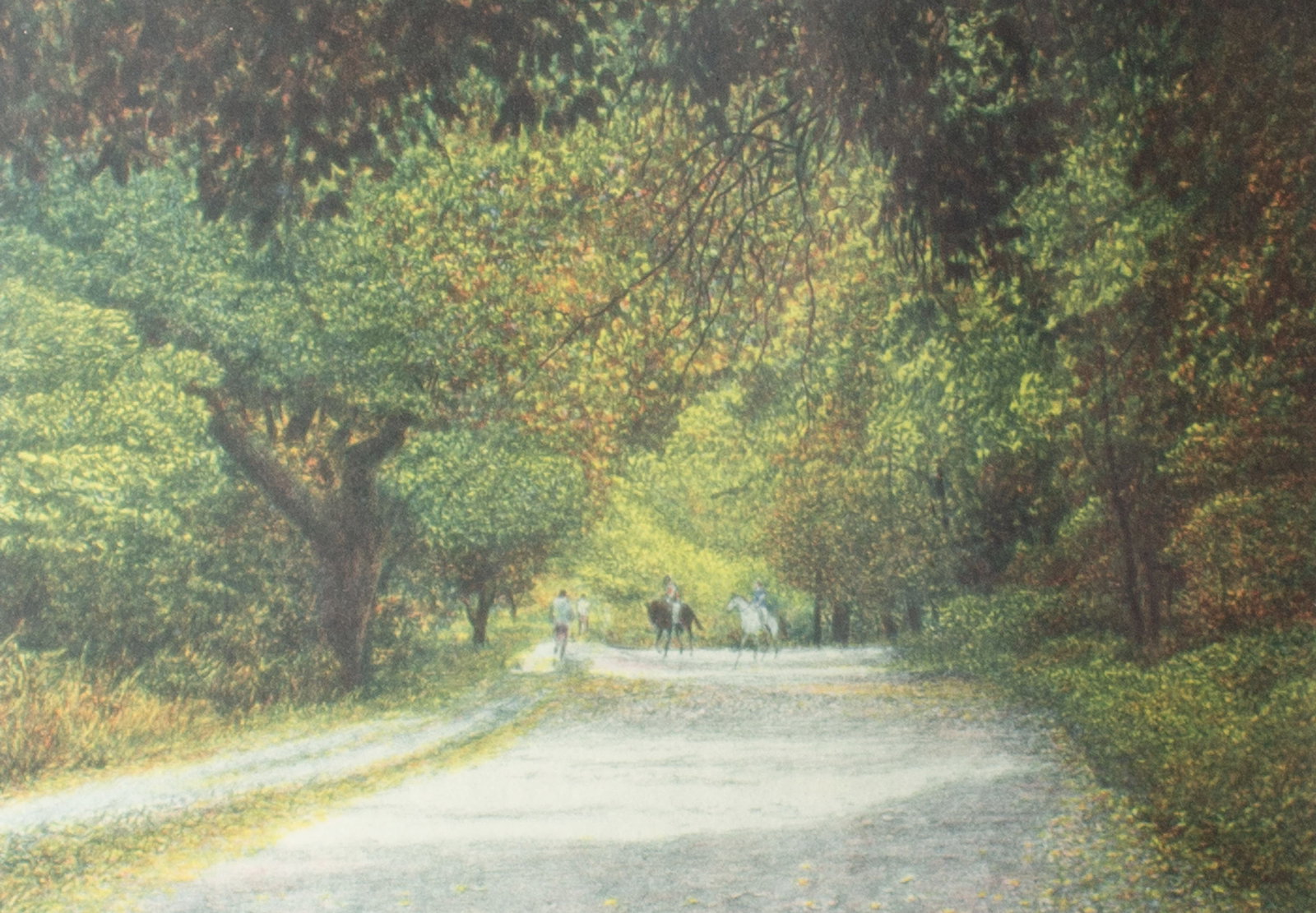 Harold Altman "Bridle Path IV" Lithograph: Limited edition color lithograph titled Bridal Path IV by Harold Altman (American; 1924-2003). Signed, titled, and numbered 206/285 to lower edge. Embossed Mourlot Paris stamp lower left. &n