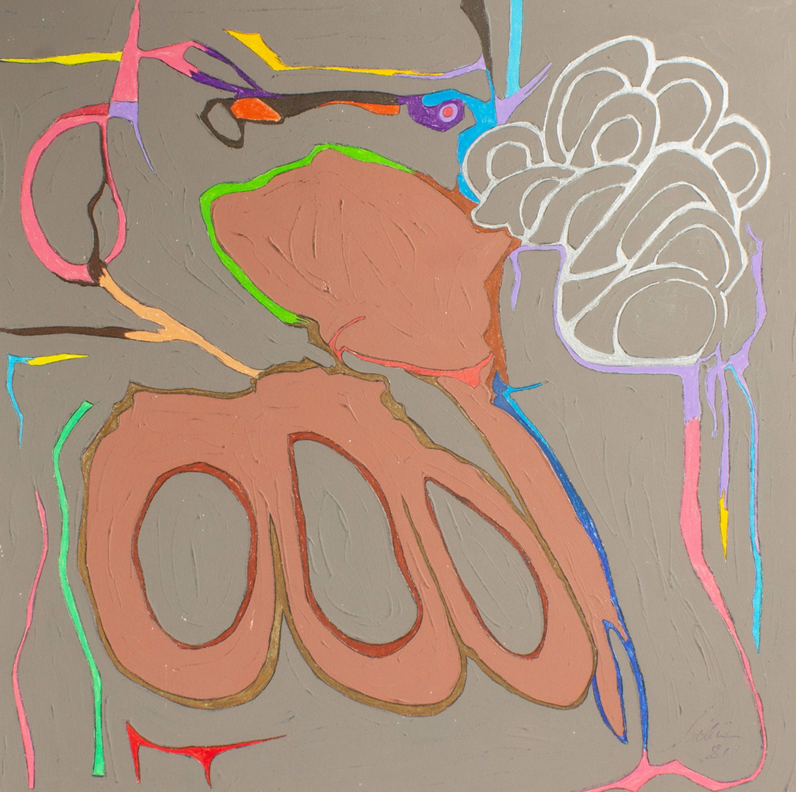 Harry Hilson 1981 Abstract Mixed Media Painting (1 of 5)