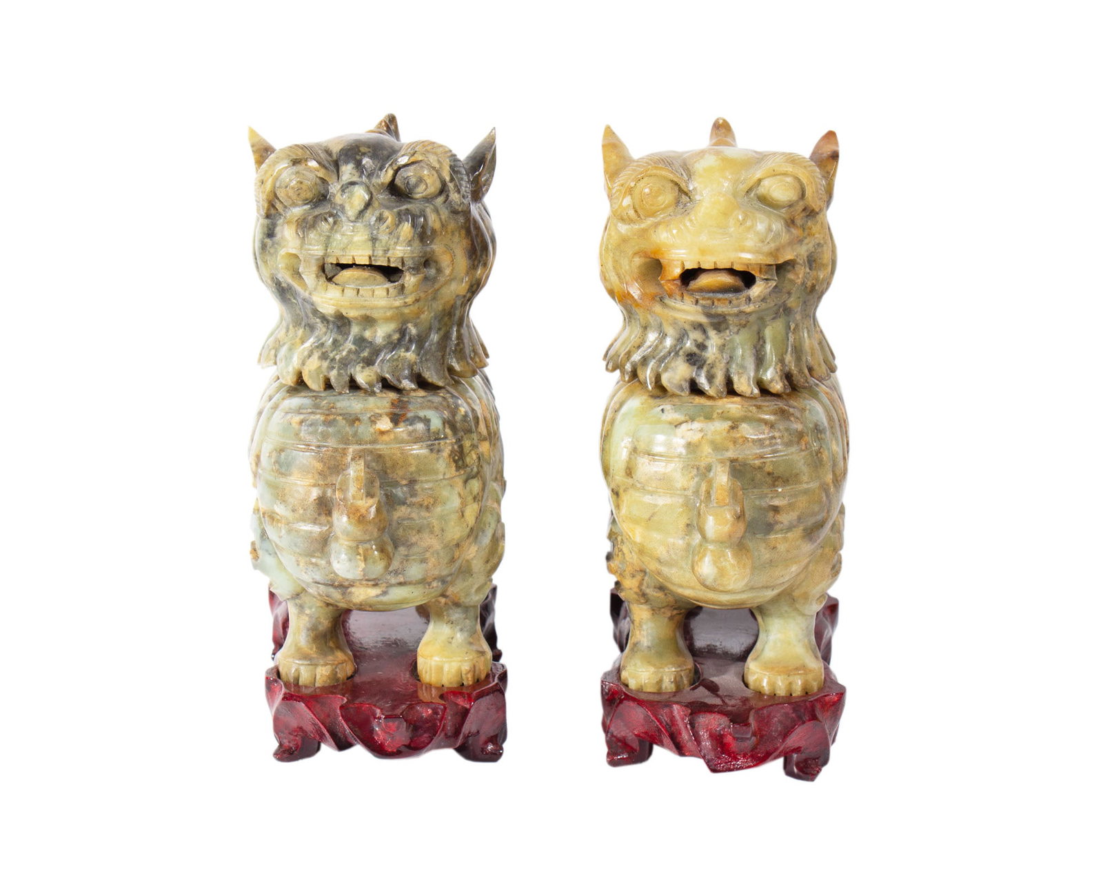 Large Chinese Carved Soapstone Foo Dog Jars (1 of 8)