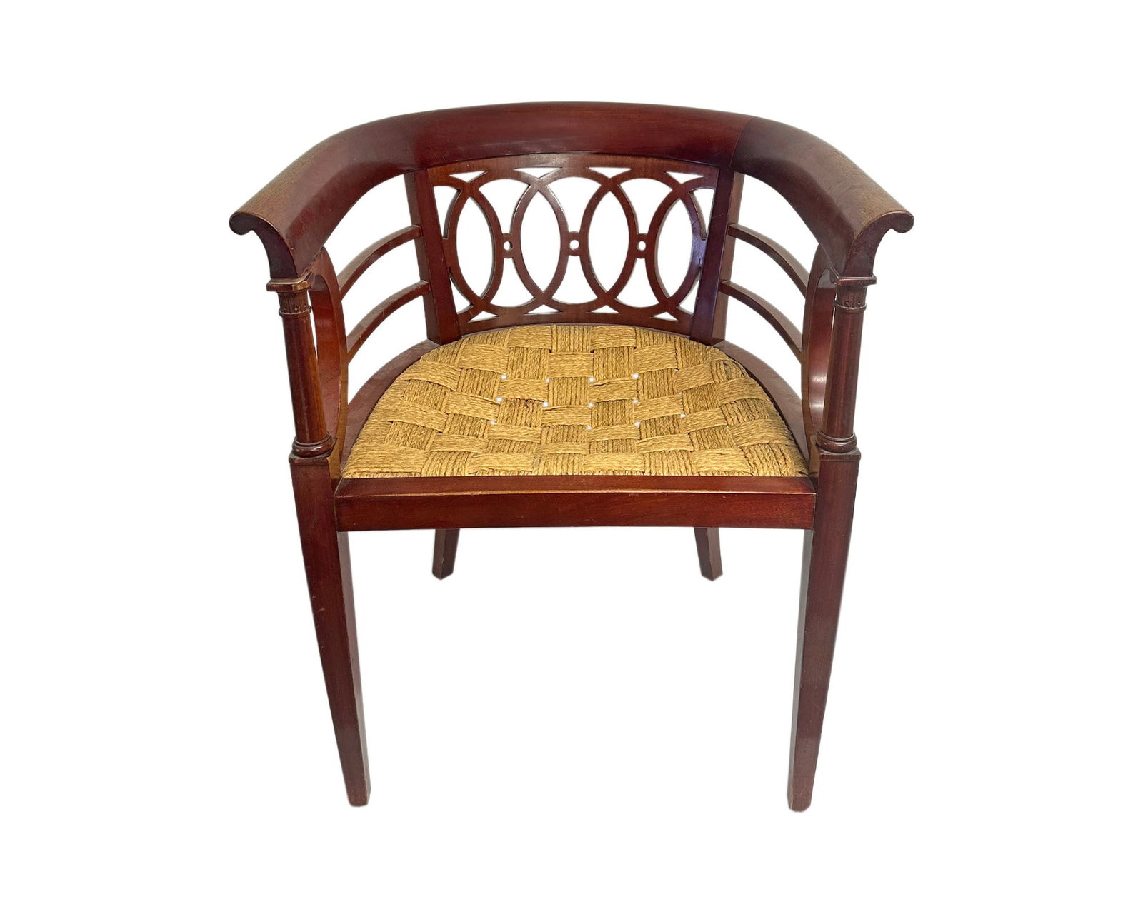 Barrel Back Chair with Woven Seat (1 of 5)