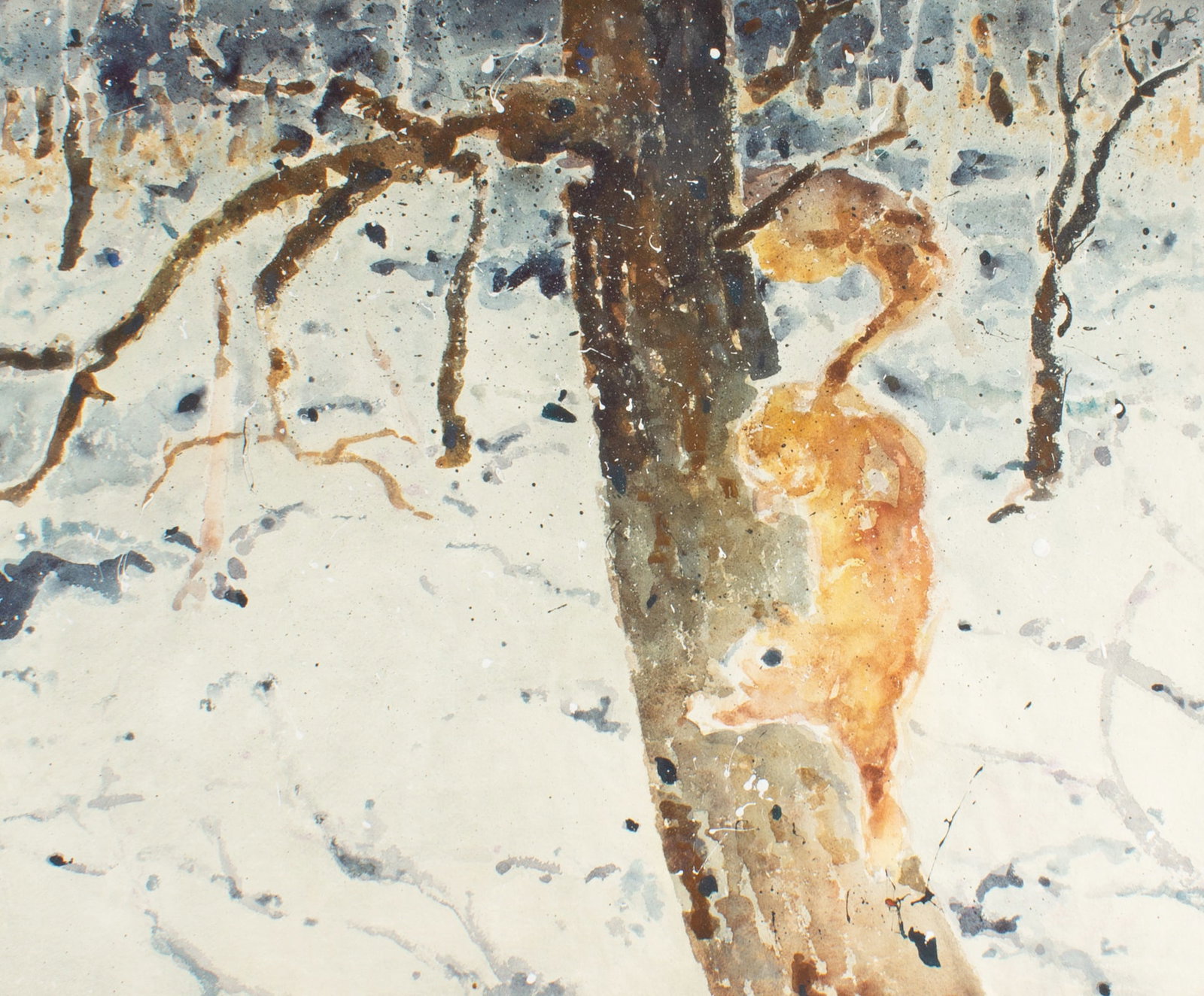 Walter Sorge Watercolor Painting of a Squirrel: Watercolor painting of a squirrel by Walter Sorge (Canadian; 1931-2021). Signed upper right. Measurements: 29.25" W x 21" H (sheet). In house shipping available. From