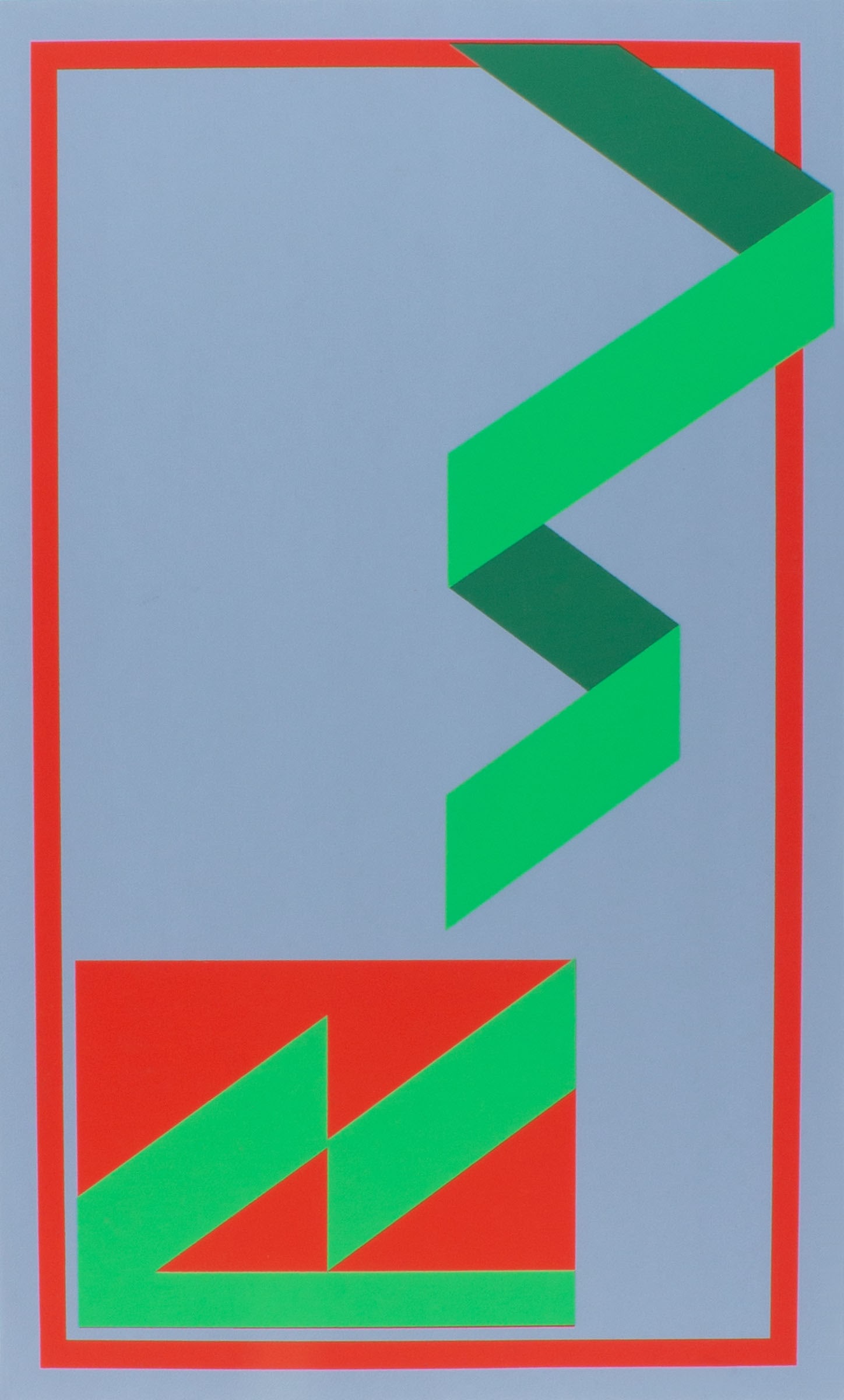 Walter Stomps Abstract Screen Print: Abstract screen print by Walter Stomps, Jr. (American; 1920-2020). Unsigned, estate stamped verso. Measurements: 25.5" W x 39" H (sheet); 16" W x 26.5" H (image). In 