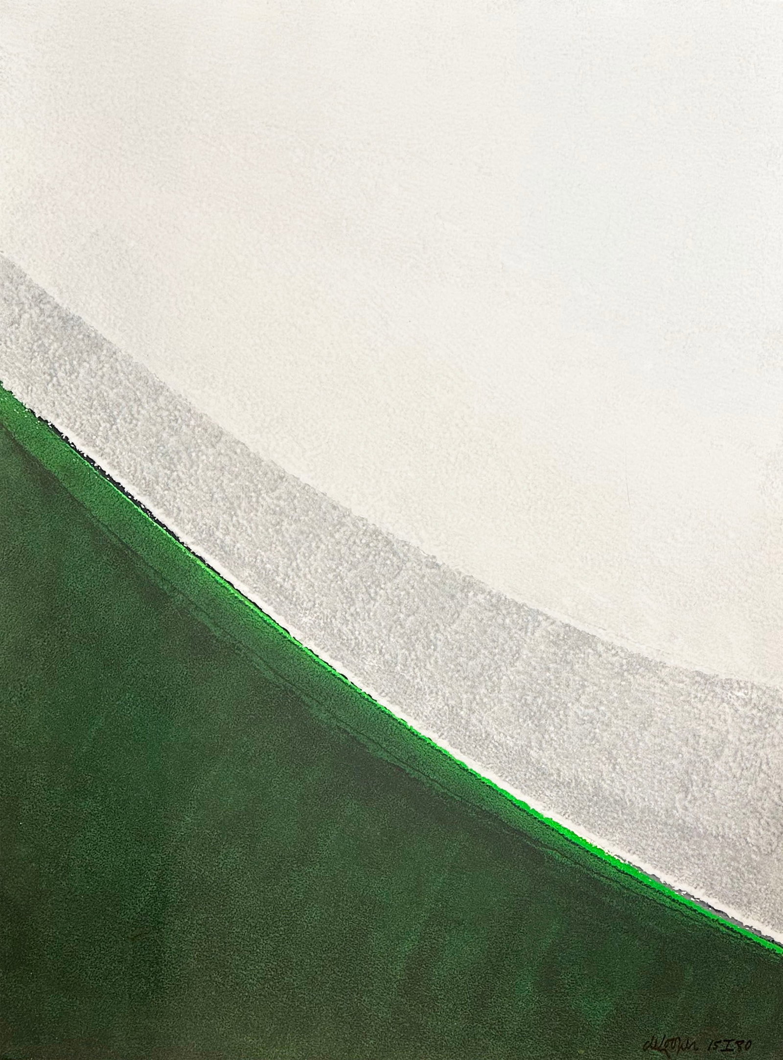 Willem de Looper Abstract Acrylic on Paper Painting: Abstract acrylic on paper painting by Willem de Looper (Dutch-American; 1932-2009). Signed "de Looper 15I80" to lower right. Measurements: 30" W x 39.75" H. In h