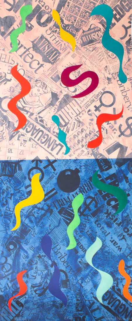 Richard Kalina Signed 1993 “Sea Level" Lithograph and Collage (1 of 8)