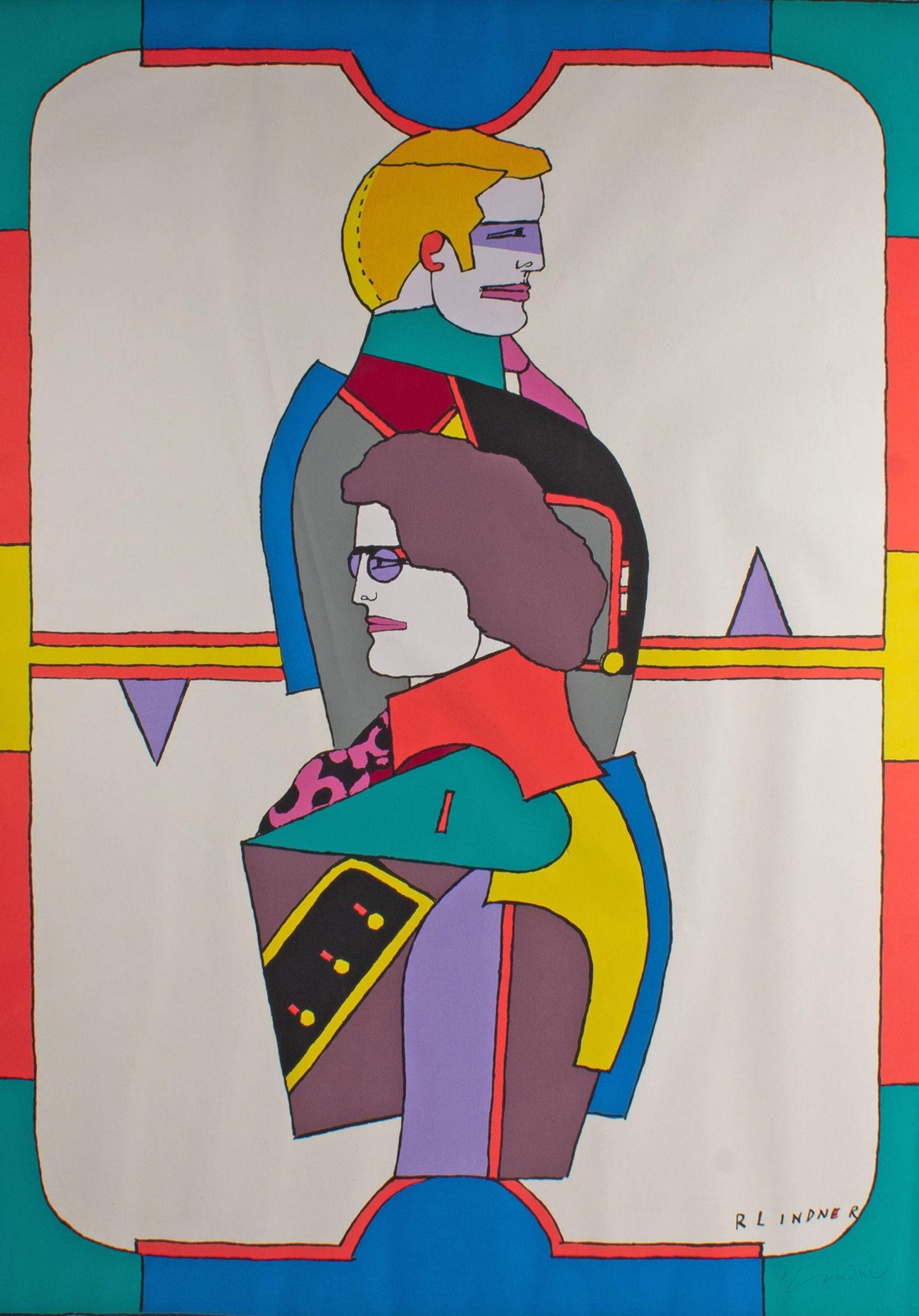 Richard Lindner 1973 “Changing Sexuality" Screen Print: 1973 screen print titled Changing Sexuality by Richard Lindner (German-American; 1901-1978). This work is part of a limited edition run of 100 signed prints of this screen print set (2000 unsigned cop
