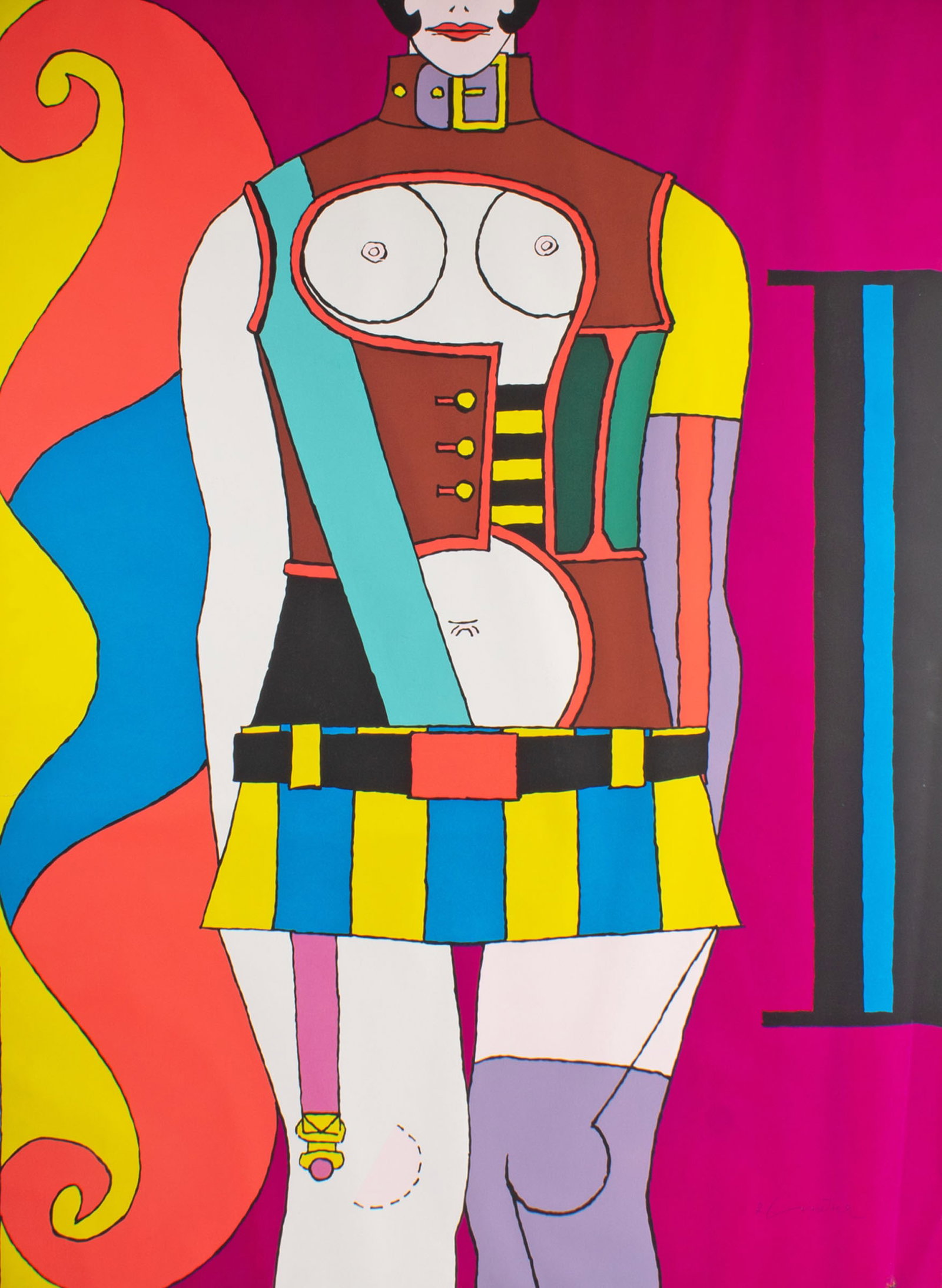 Richard Lindner 1973 “Changing Sexuality" Screen Print: 1973 screen print titled Changing Sexuality by Richard Lindner (German-American; 1901-1978). This work is part of a limited edition run of 100 signed prints of this screen print set (2000 unsigned cop