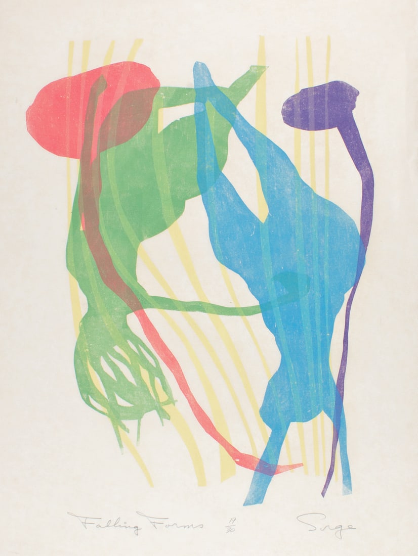 Walter Sorge "Falling Forms" Abstract Relief Print (1 of 5)