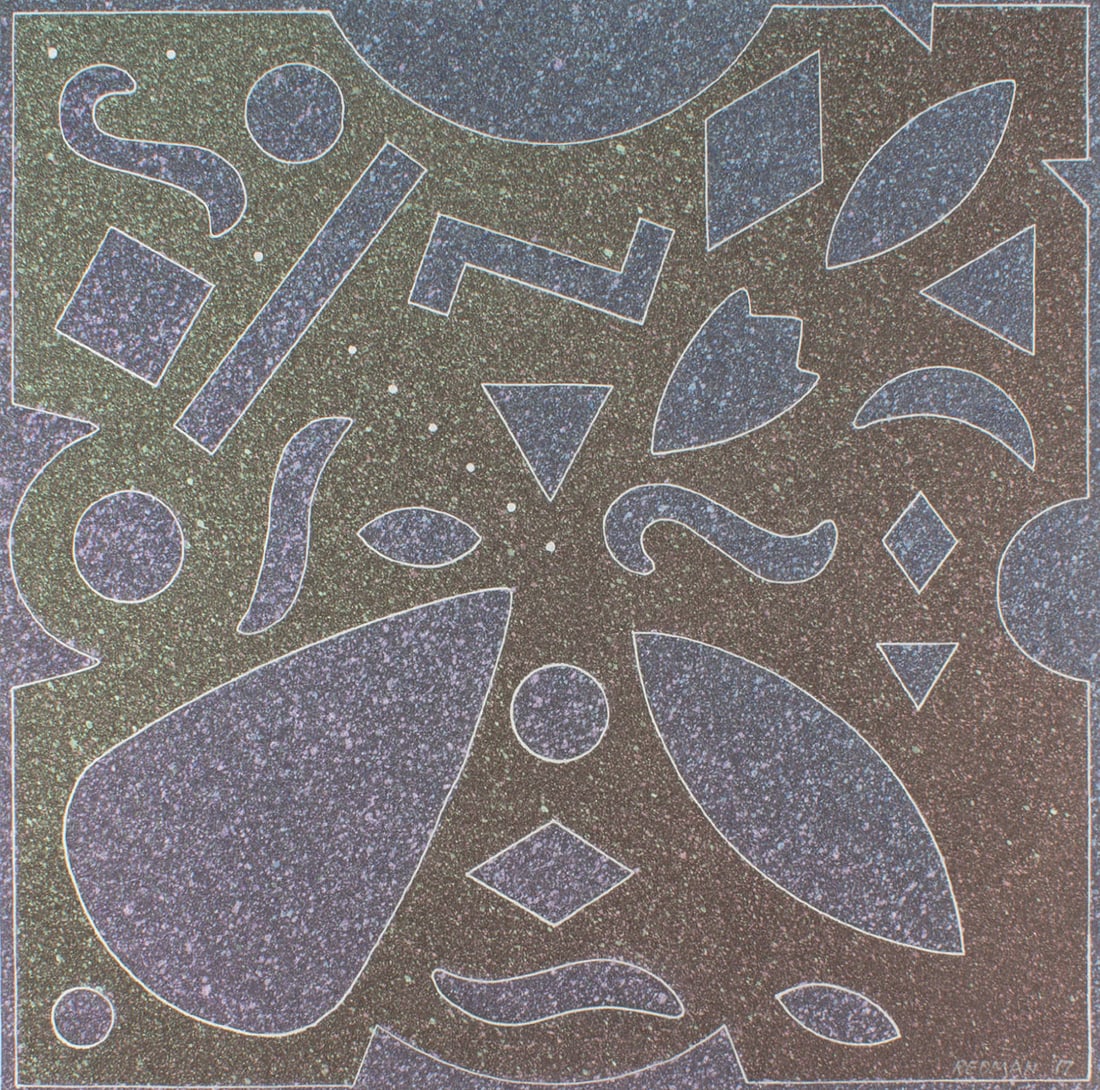 Steve Redman 2017 Abstract Mixed Media Painting on Paper: 2017 mixed media painting on paper by Steve Redman (American; born 1944). Signed and dated lower right. Measurements: 17.75" W x 17.75" H. In house shipping available. F