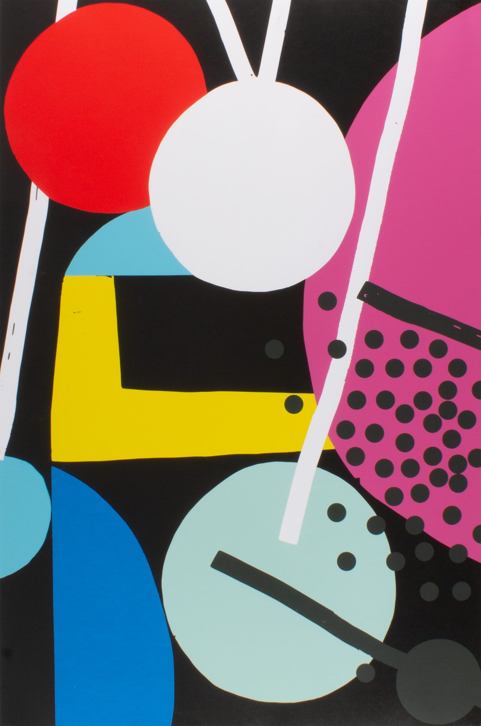 Hense (Alex Brewer) 2014 Abstract Screen Print: 2014 abstract screen print by Alex Brewer, an artist who goes by Hense (American; born 1979). Signed and dated lower right, numbered 7/70 lower left. Measurements: 29.75" W x 41.75"