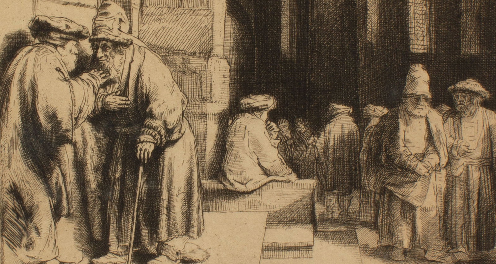 Rembrandt van Rijn Restrike "Jews in a Synagogue" Etching and Drypoint (1 of 6)