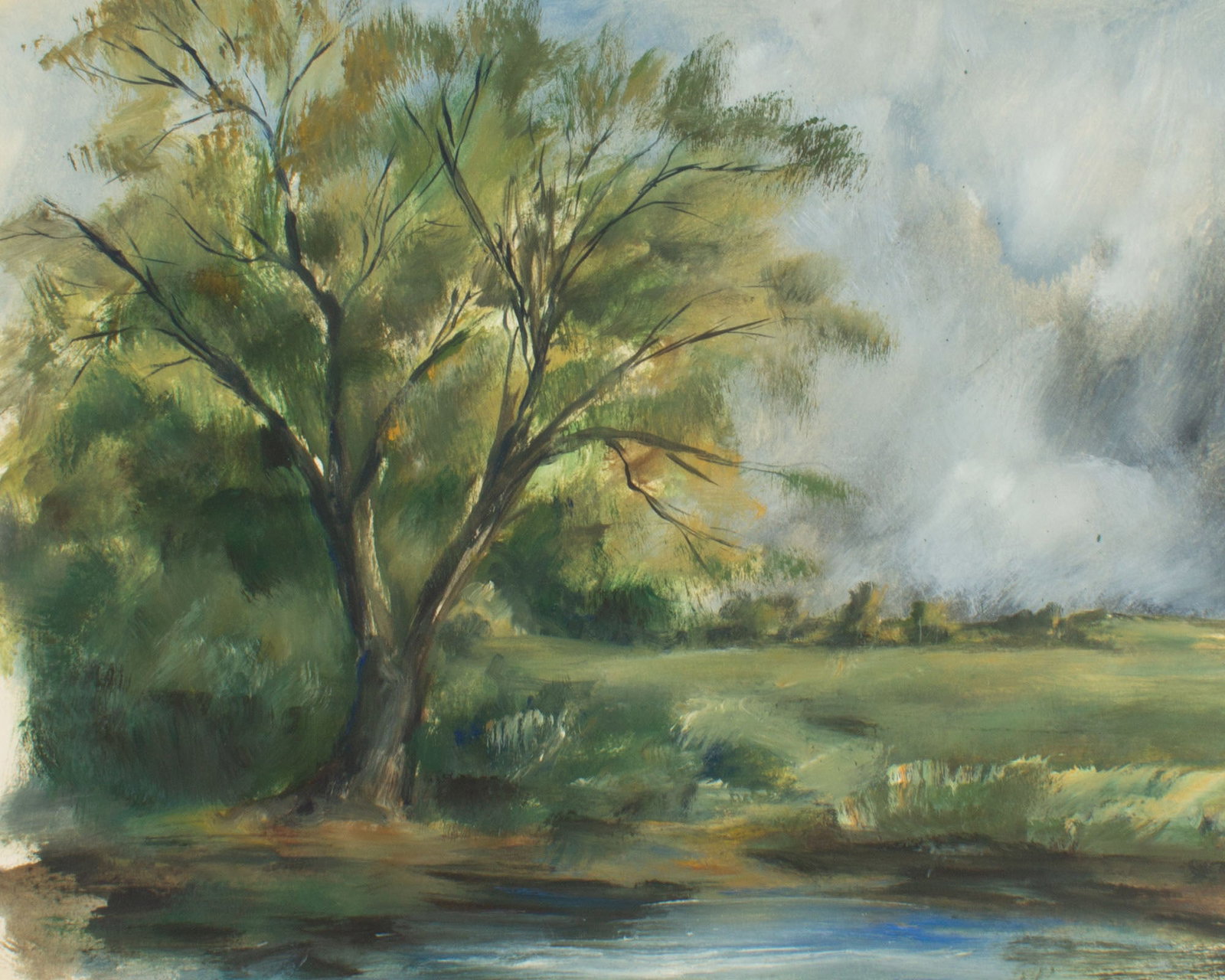 James L. Bruch Oil on Paper Landscape Painting: Oil on paper landscape painting by James L. Bruch (American; 1942-2023). Unsigned, estate stamped verso. From the artist's estate. Measurements: 26" W x 20.25" H. In house