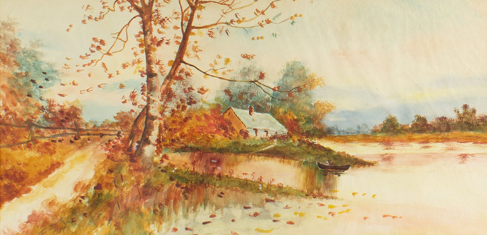 1919 Signed Landscape Watercolor Painting (1 of 3)
