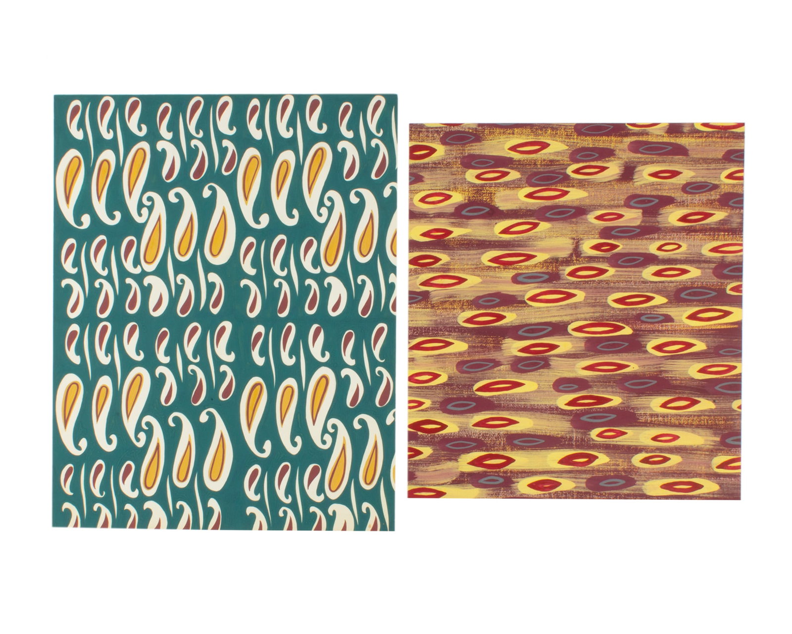 Walter Stomps Abstract Gouache Paintings: Two abstract gouache paintings on paper by Walter Stomps, Jr. (American; 20th/21st century). One of the paintings is signed to the verso, the other is unsigned. Measurements: 11.5" W x