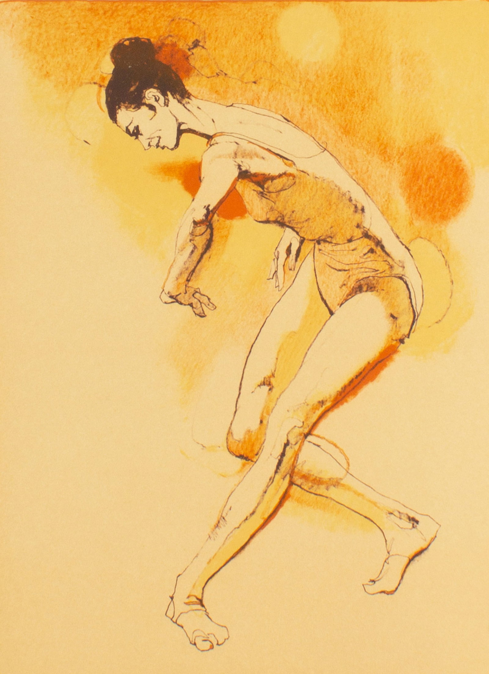 Jim Jonson Limited Edition Lithograph of a Dancer: Limited edition lithograph of a dancer by Jim Jonson (American; 1928-1999). Signed, numbered 104/300 to the lower edge. Measurements: 14" W x 17 "H (sheet); 9" W