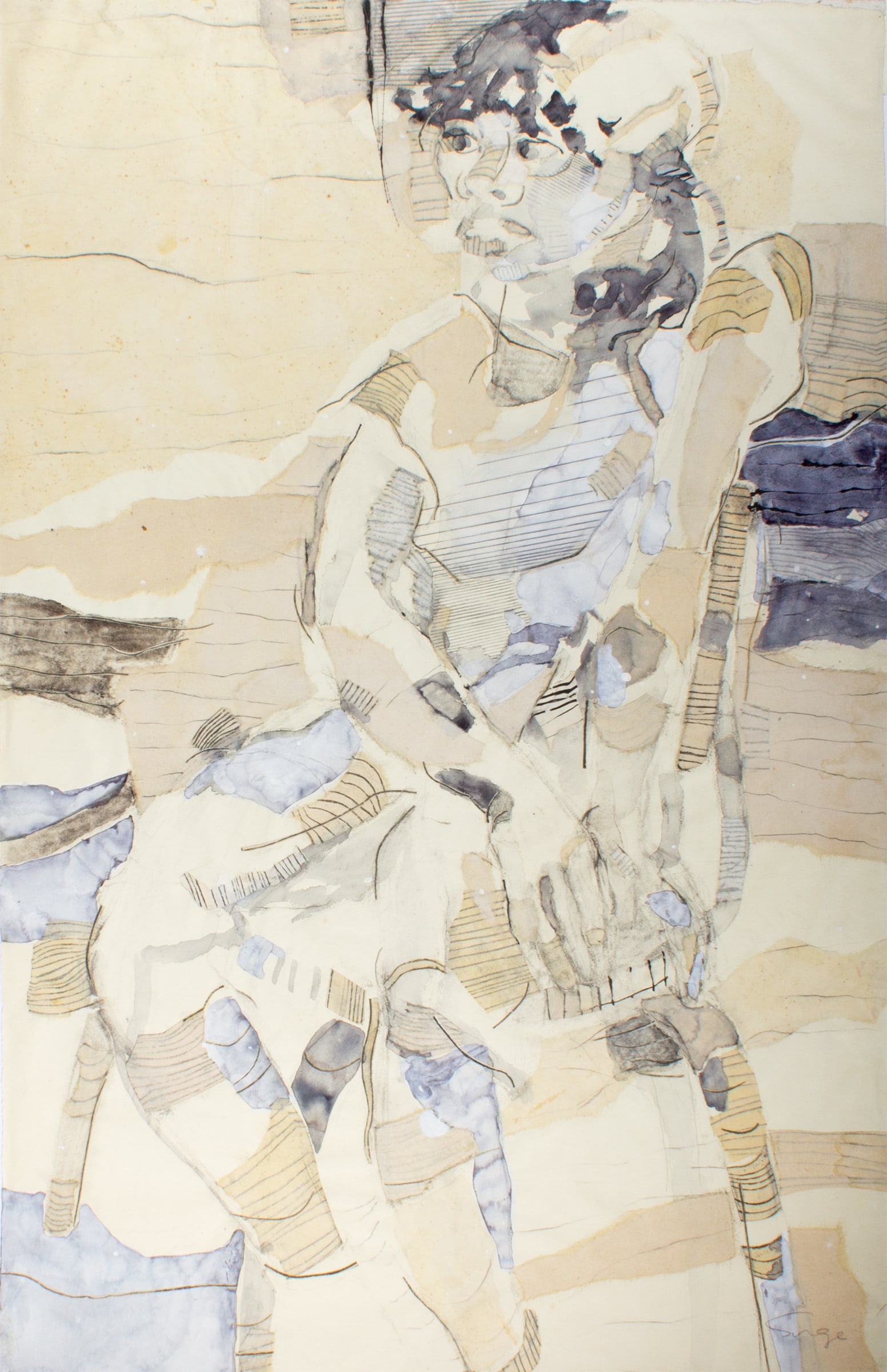 Walter Sorge Mixed Media Painting and Collage Portrait (1 of 7)