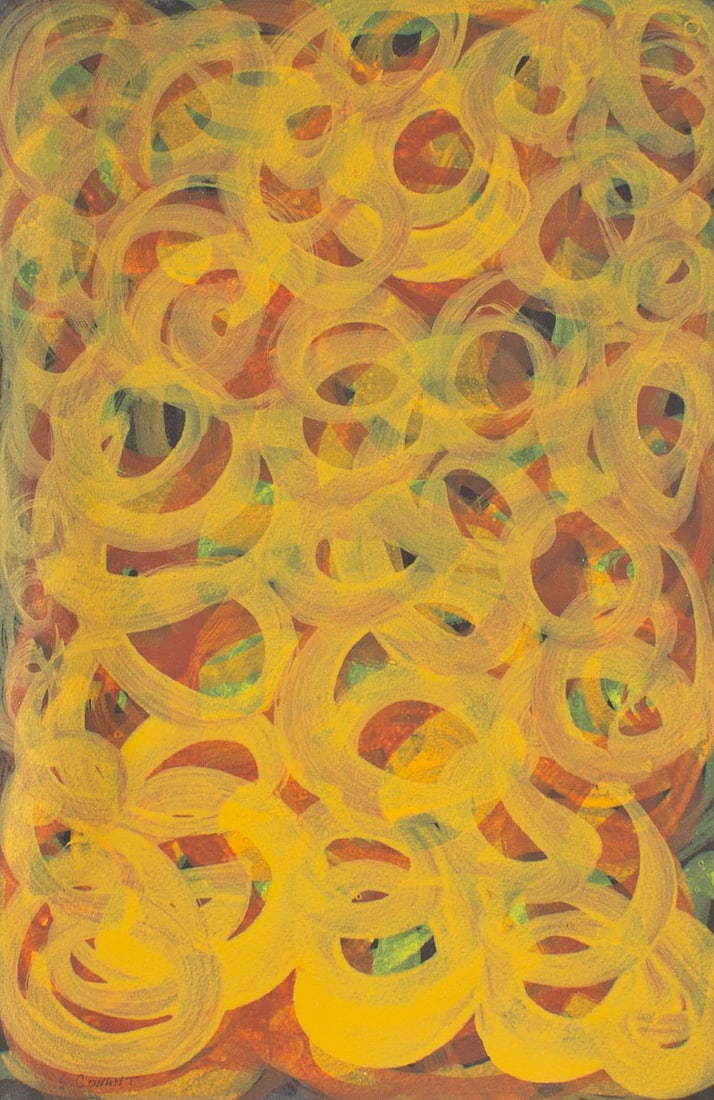 Steven Conant 1991 Acrylic on Paper Painting: 1991 acrylic on paper painting by Steven Conant (American; 20th/21st century). Signed bottom left and dated verso. Measurements: 10" W x 15" H. In house shipping available. &n