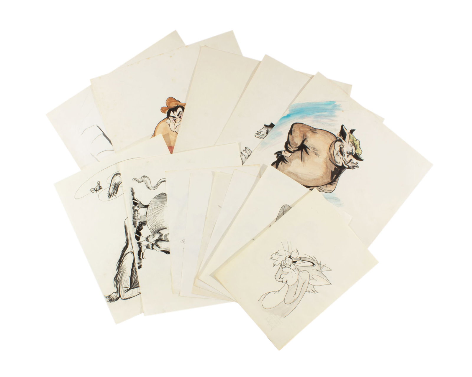 James L. Bruch Mixed Media Illustrations: Group of 13 illustrations in various medium by James L. Bruch (American; 1942-2023). Unsigned, each estate stamped verso. Measurements: 14" W x 17" H (largest). In ho