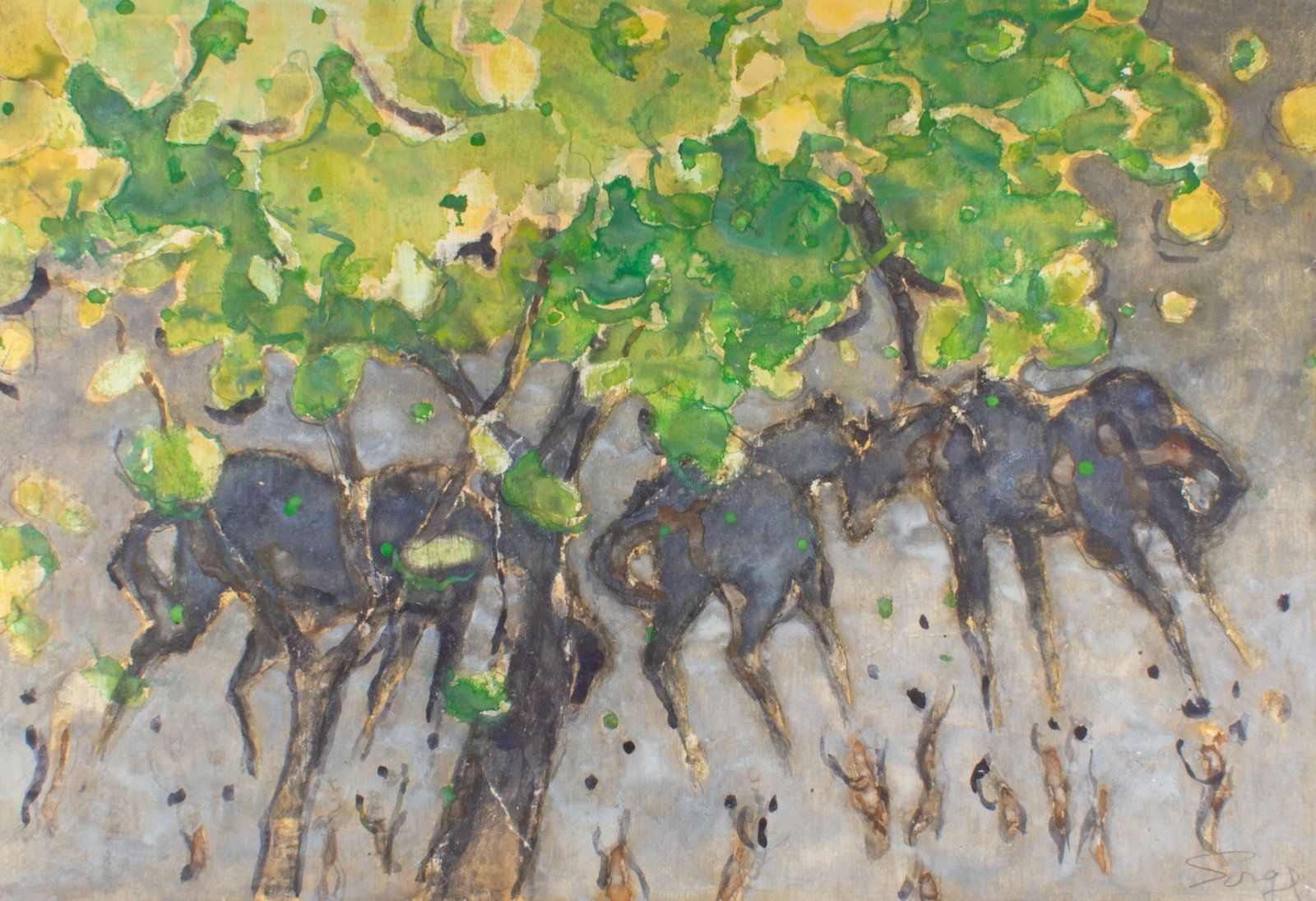 Walter Sorge Watercolor Painting of Horses (1 of 7)
